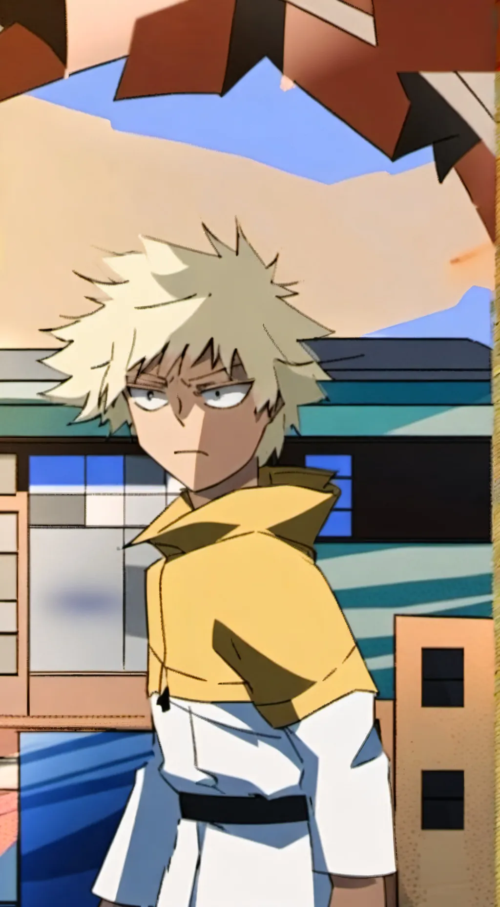 ai character: Make Bakugo blushh background