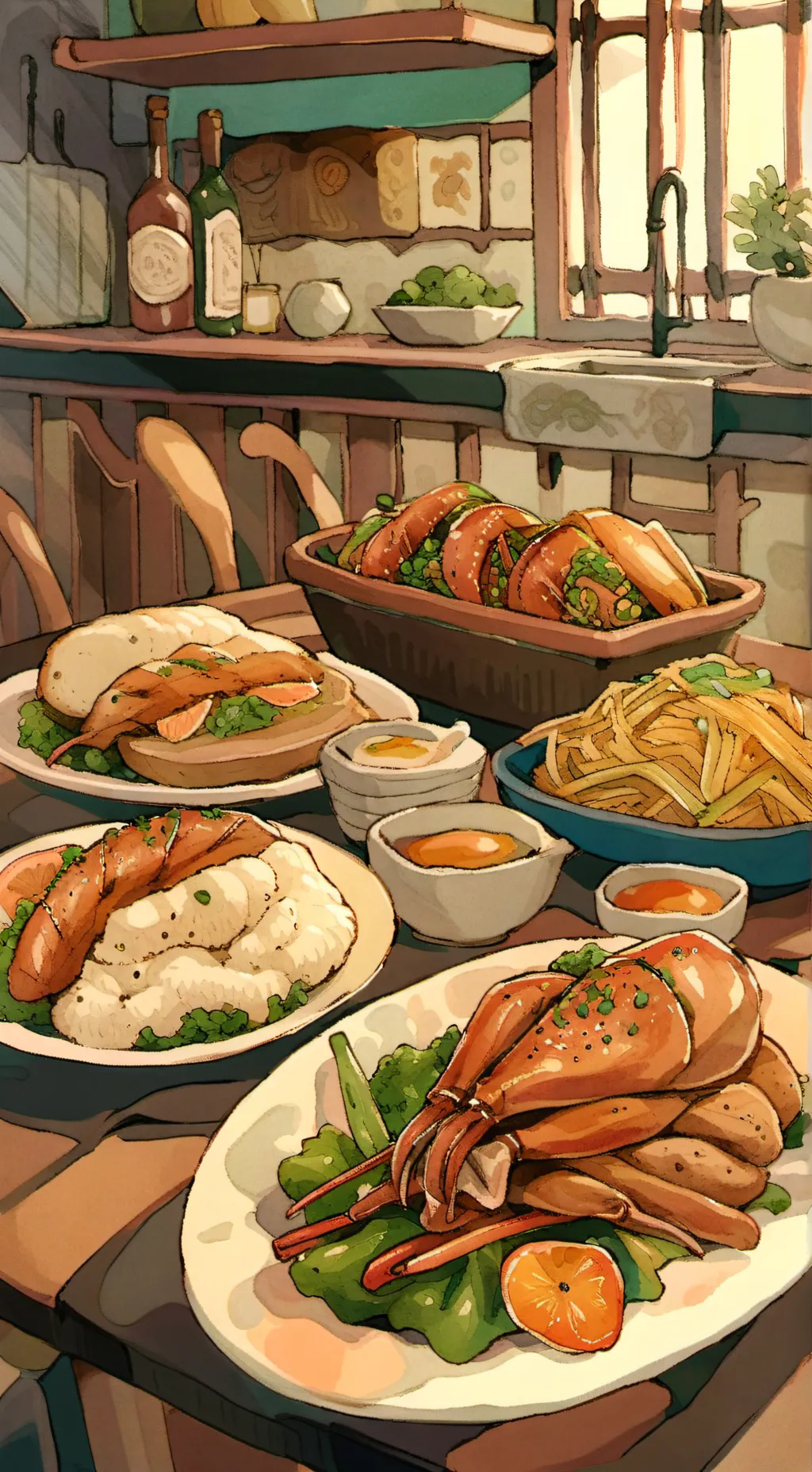 ai character: Food and BIGBACK  background