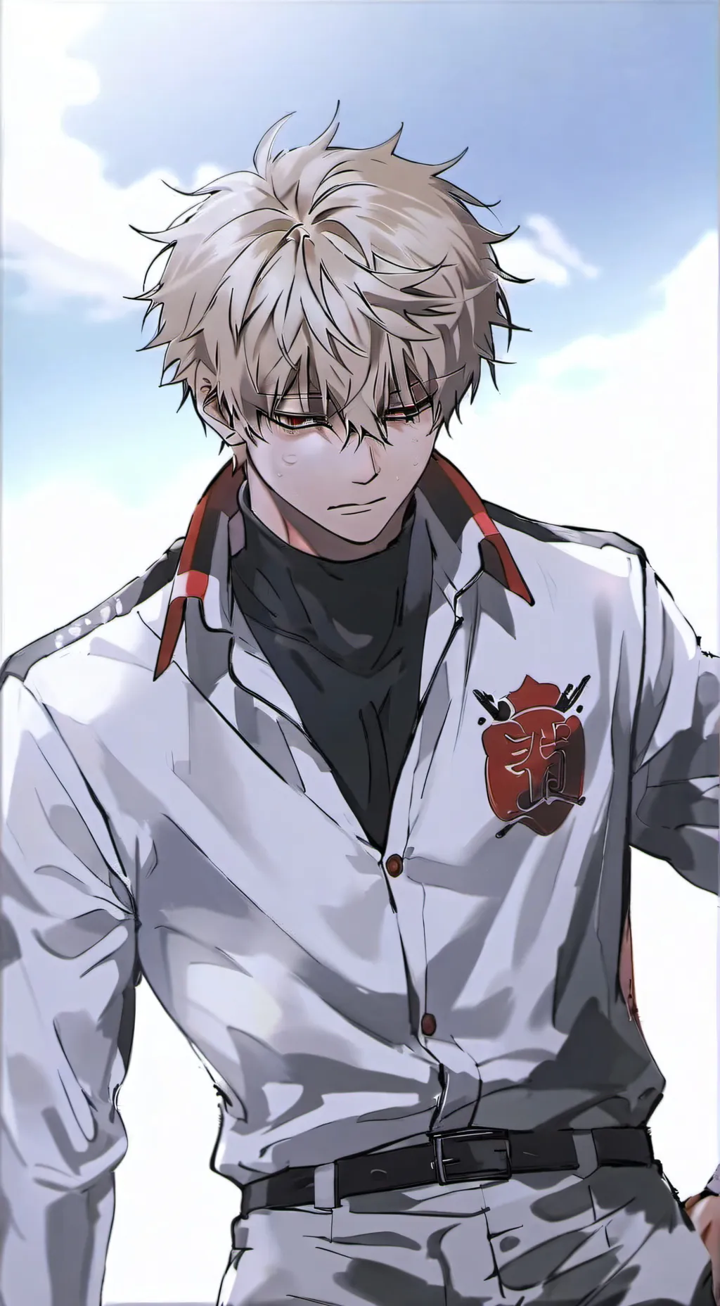 ai character: Bakugo Katsuki sad background