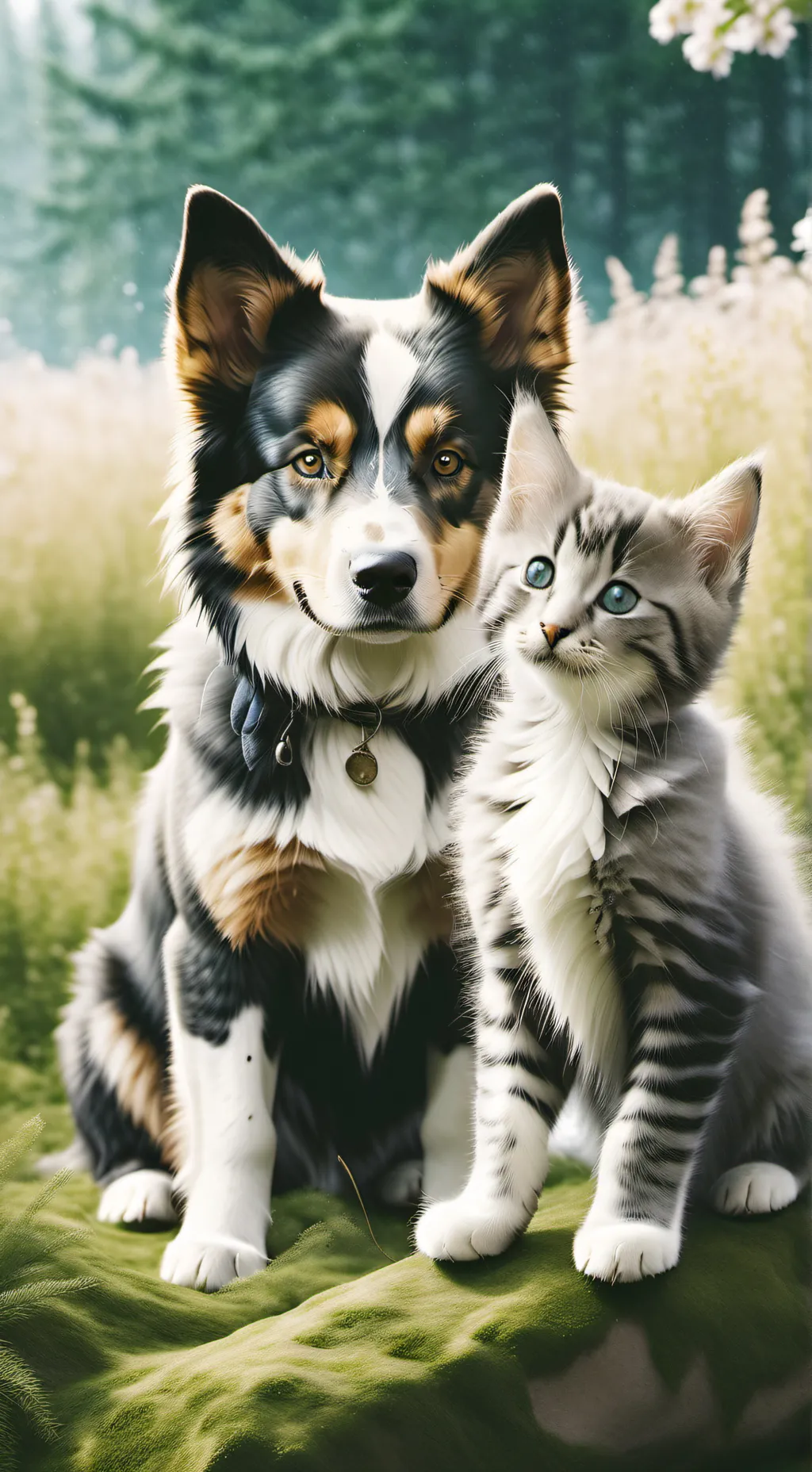 ai character: dog beating kitten background