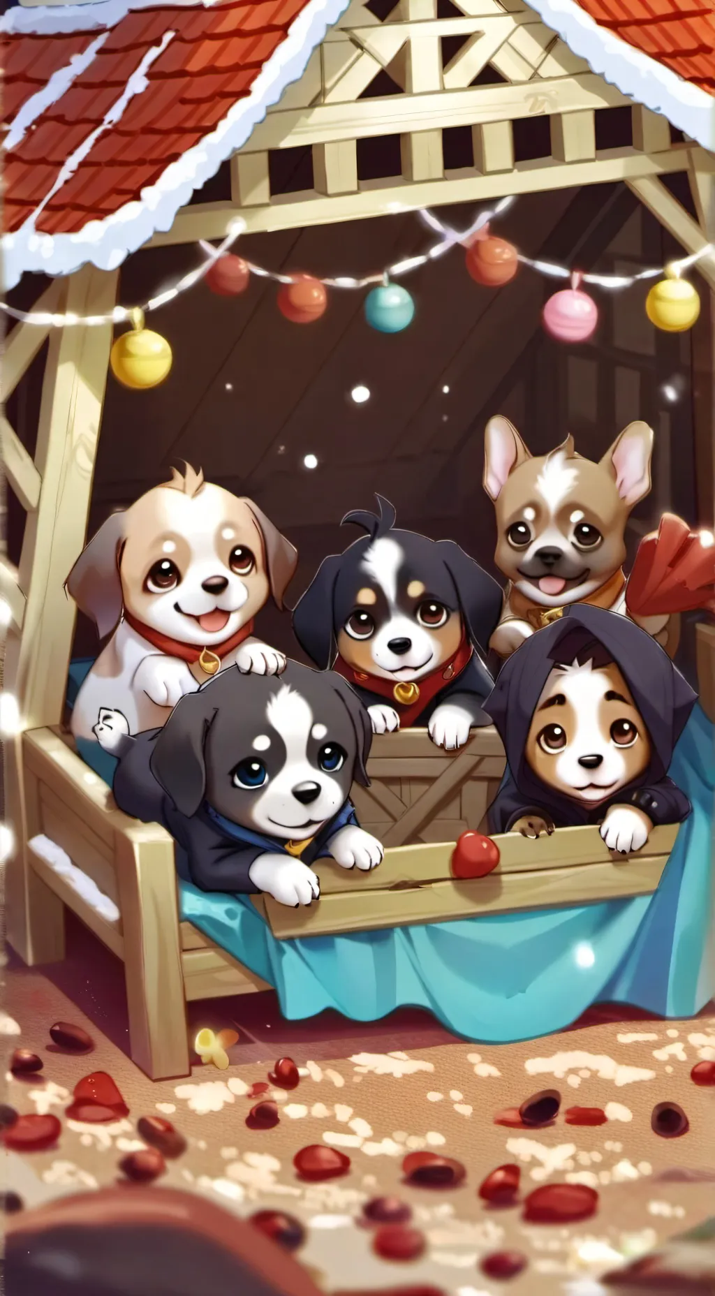 ai character: puppies  background