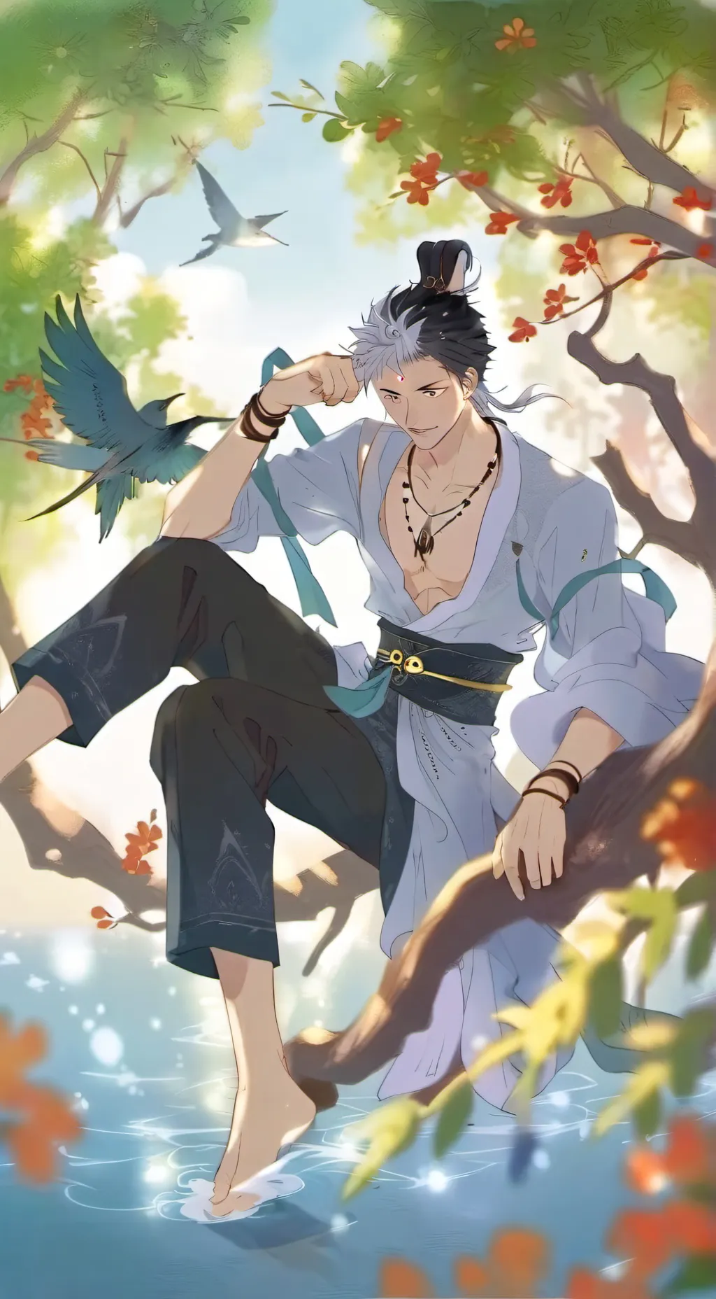 ai character: Jjk pool party background