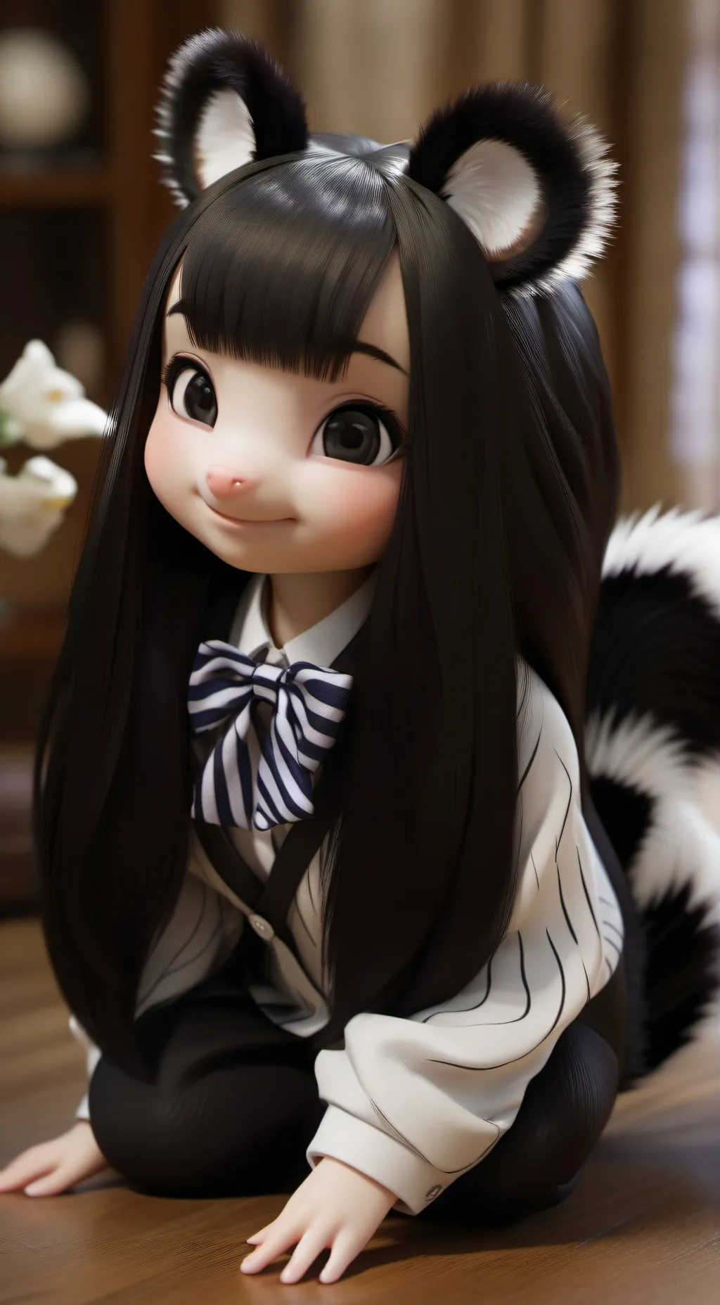 ai character: Striped Skunk Furry background