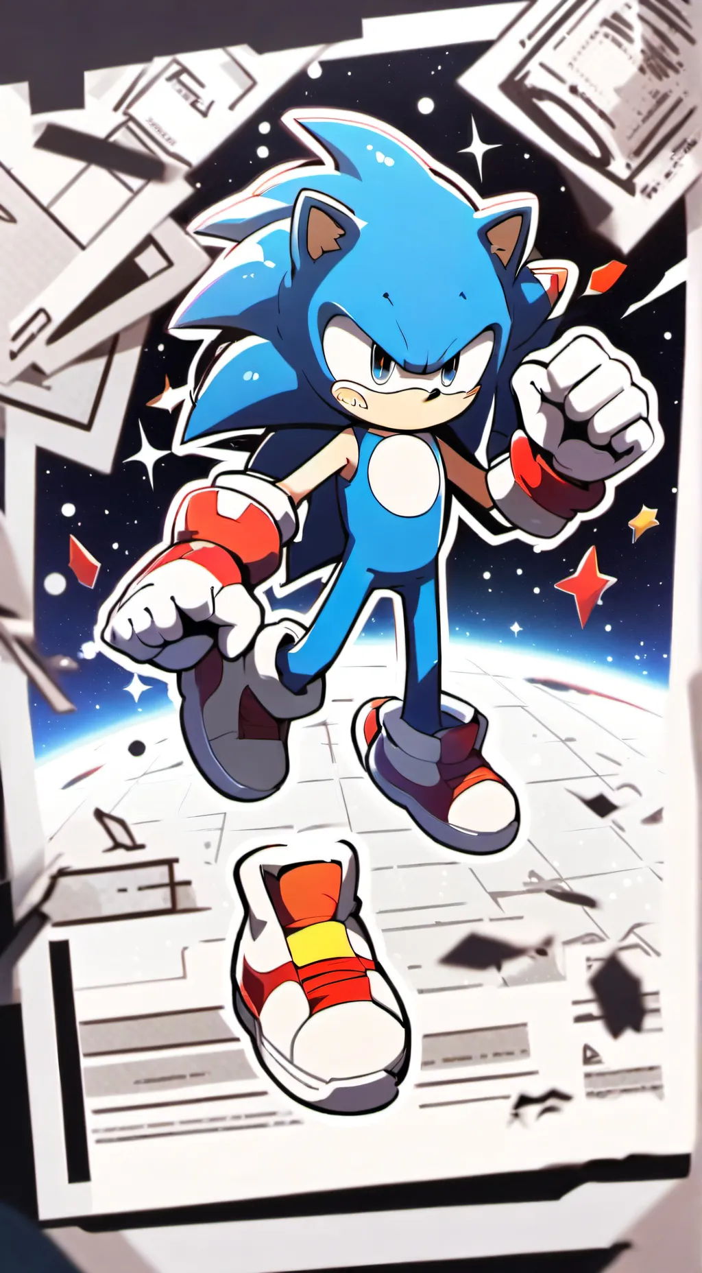 ai character: Sonic among us cre background