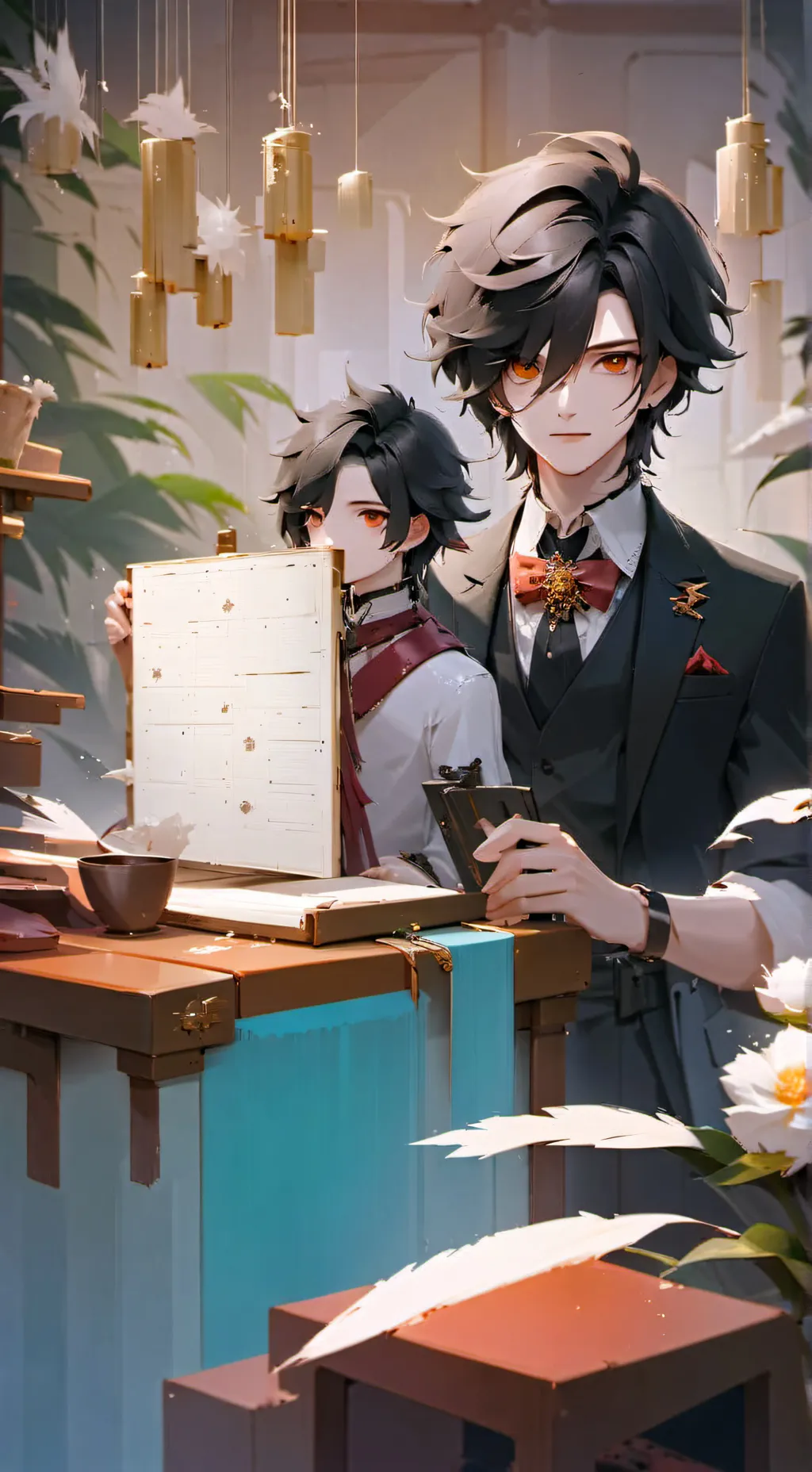 ai character: °•Asher x arlo•° background