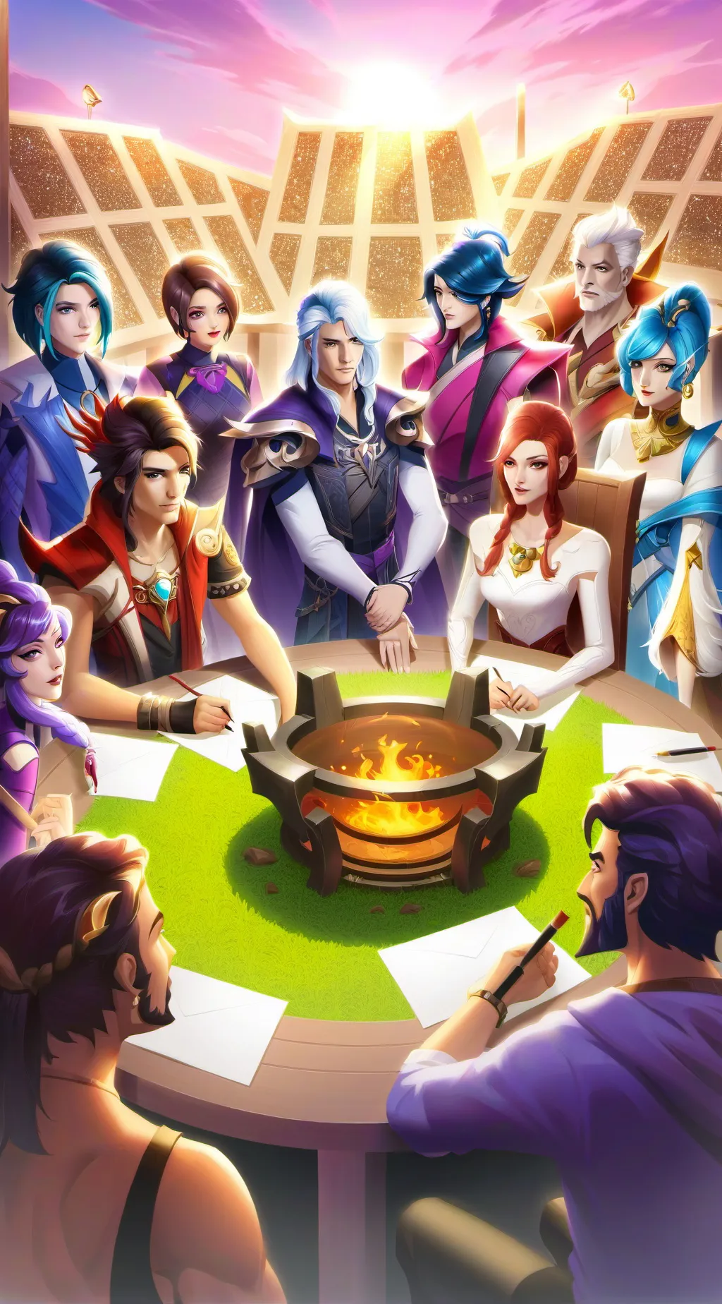 ai character: god meeting background