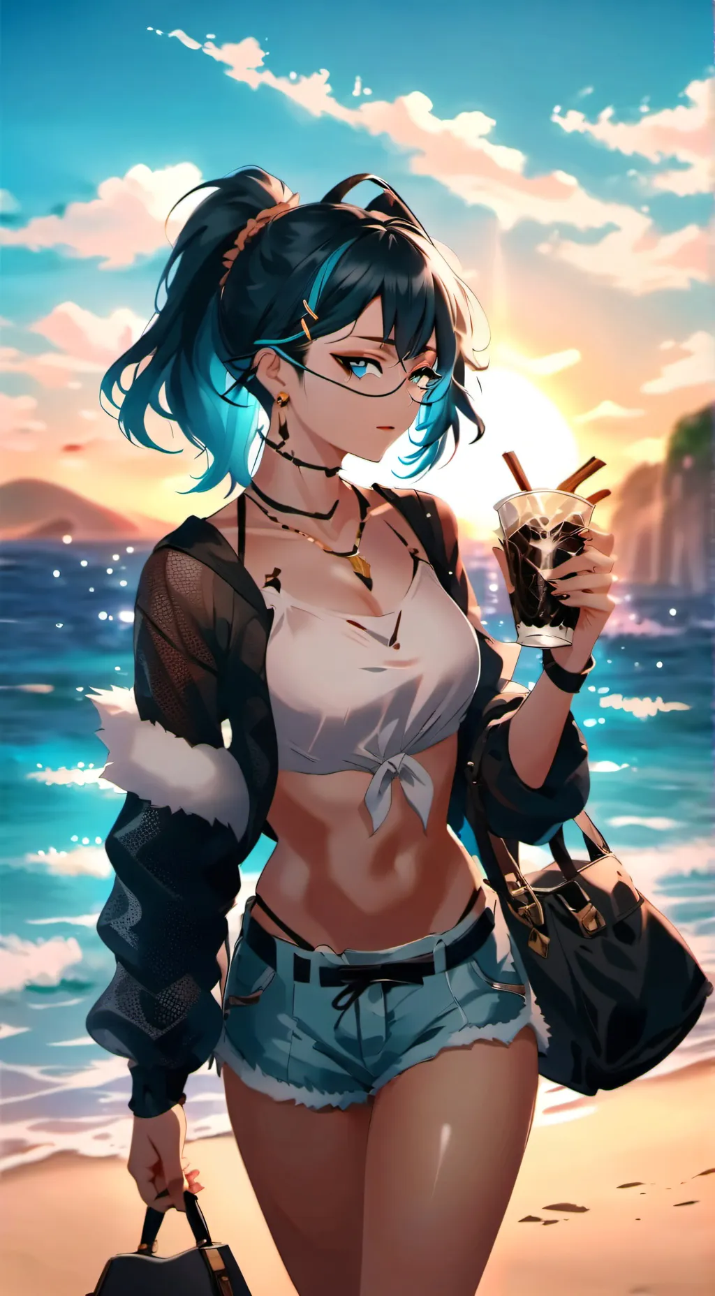 ai character: 🍹💅👁👄👁💅 background