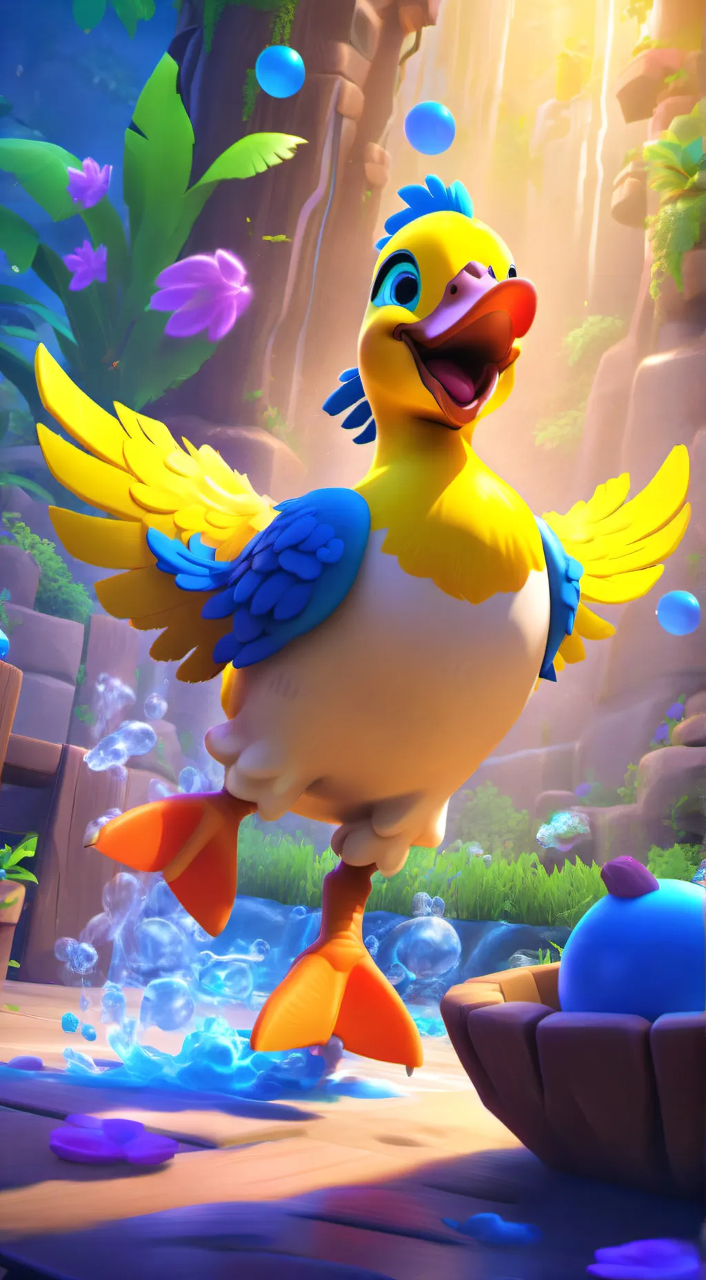 ai character: Pato de borracha  background