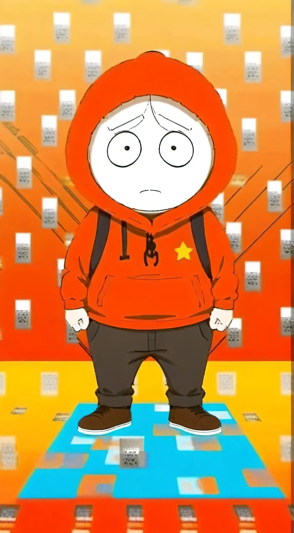 ai character: Kenny McCormick  background