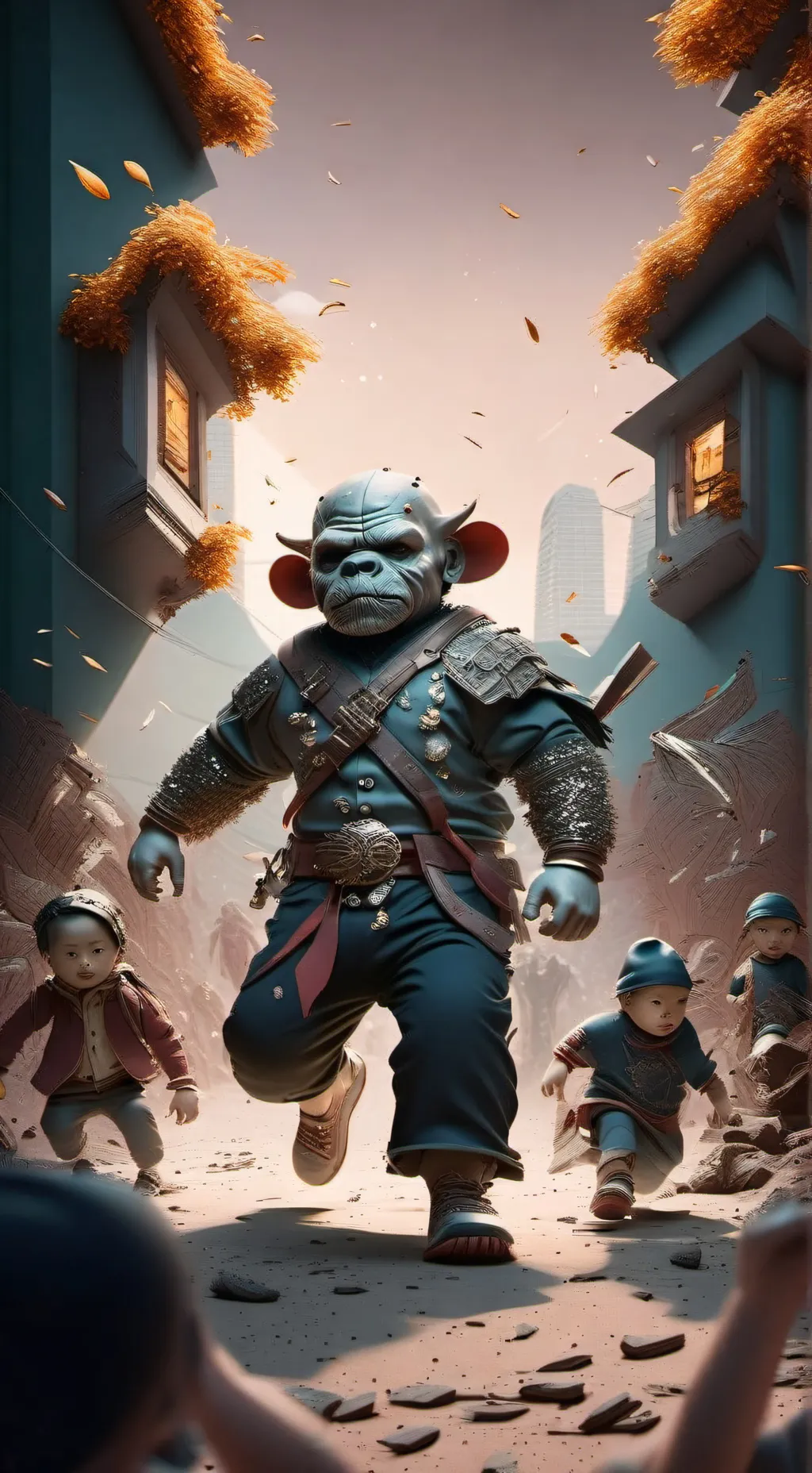 ai character: kindergarten fight background