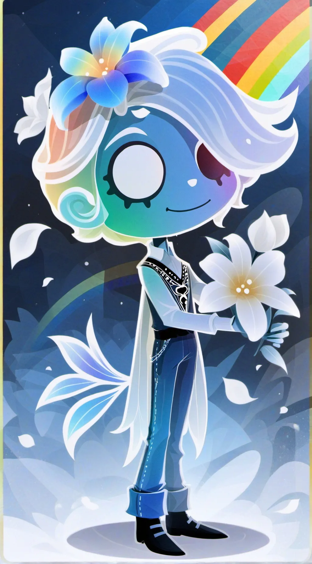 ai character: 🤍🌈🌼dandy🌼🌈 background