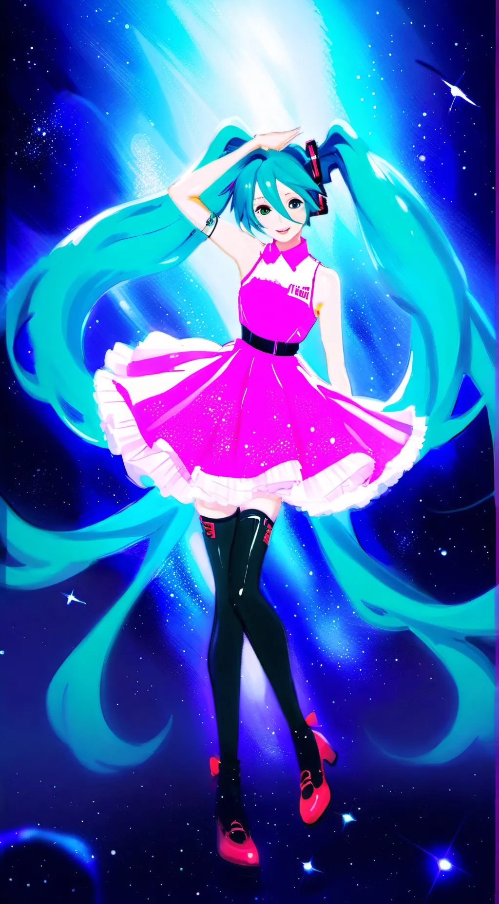 ai character: Miku  background