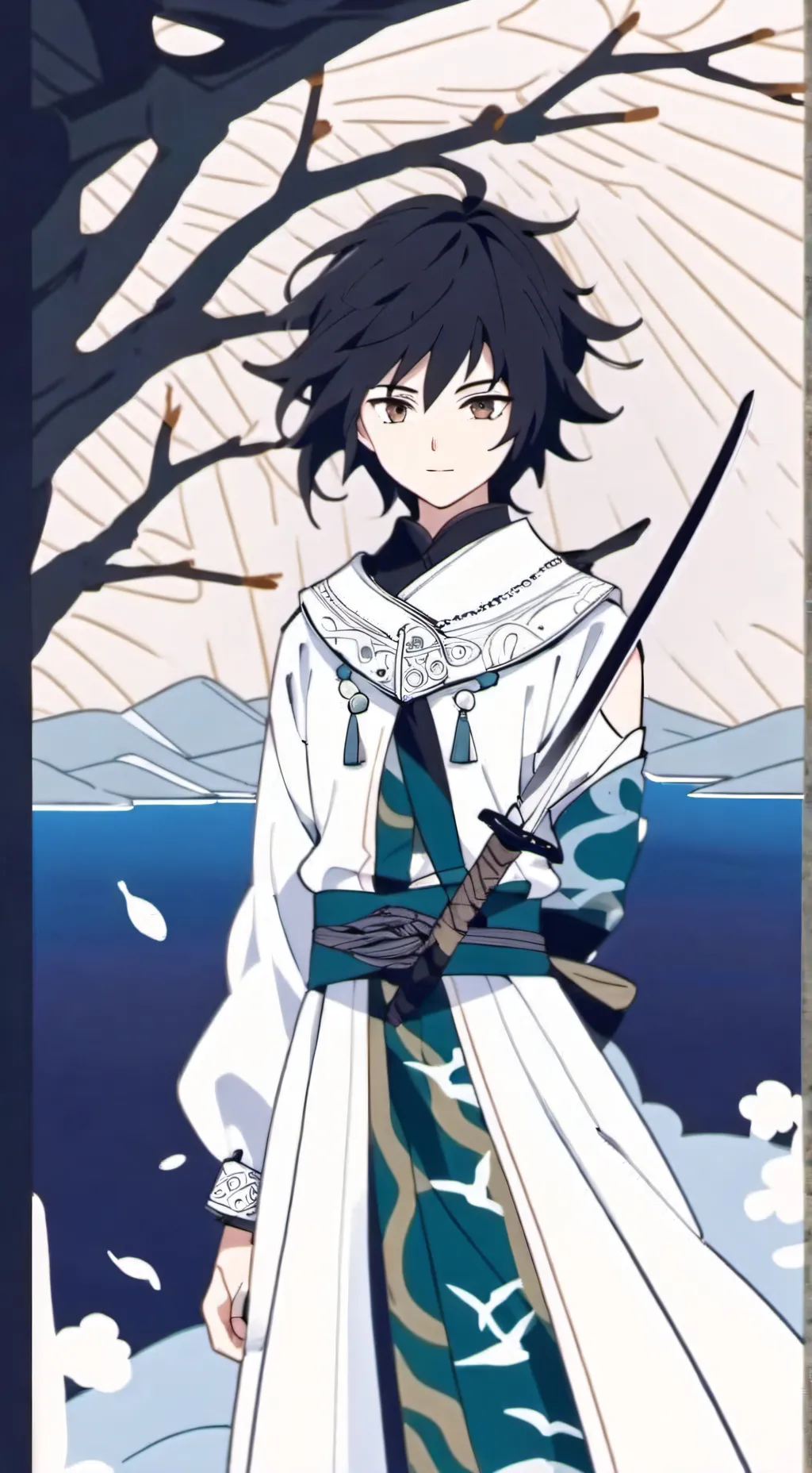 ai character: Tomioka mulher!? background