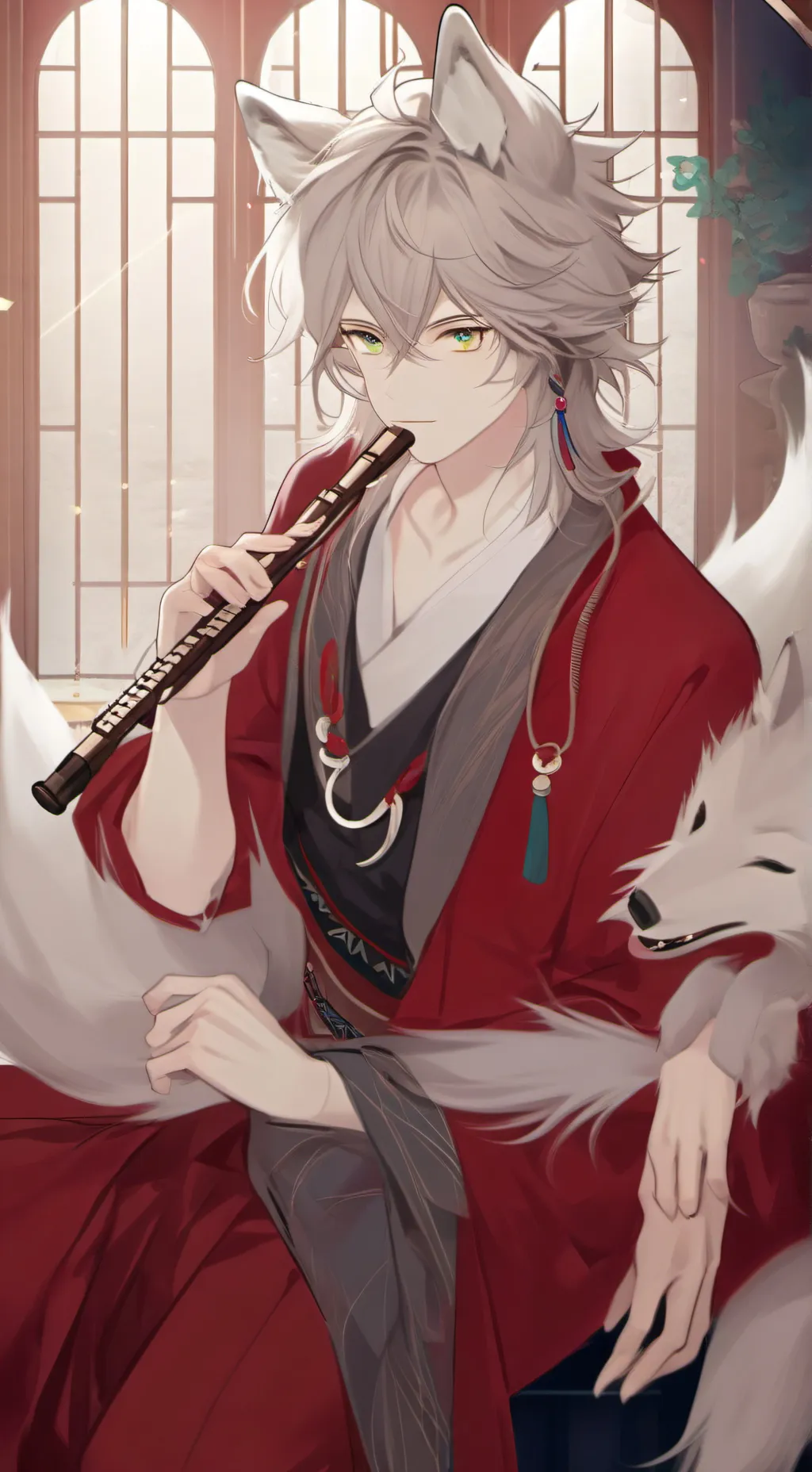 ai character: Moonlit Wolf Furry background