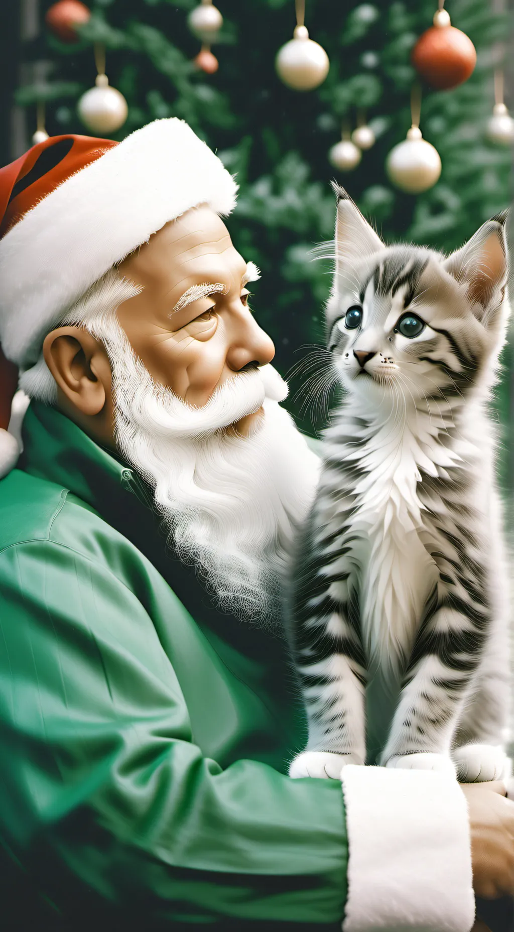 ai character: santa kittens  background
