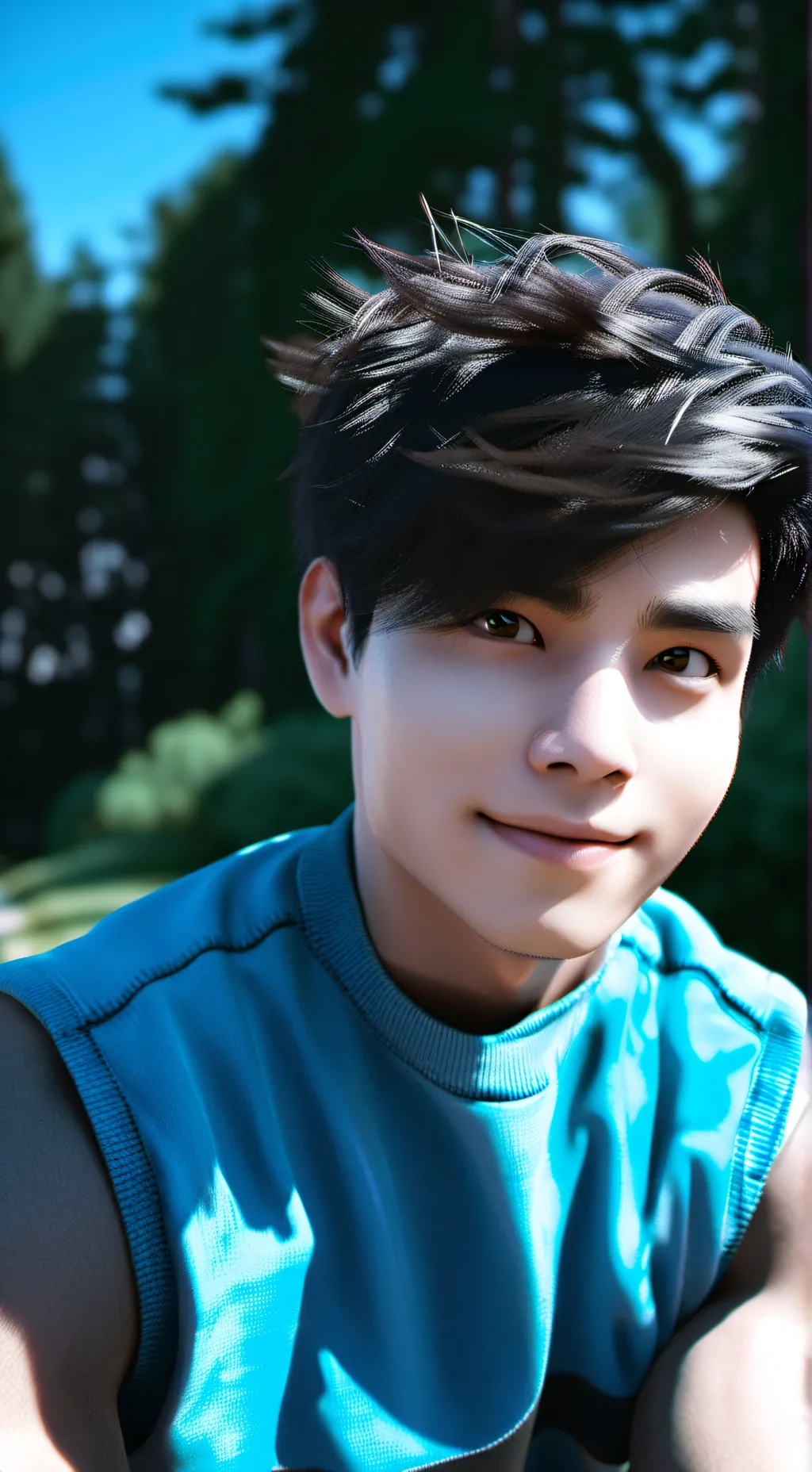 ai character: sky blue background