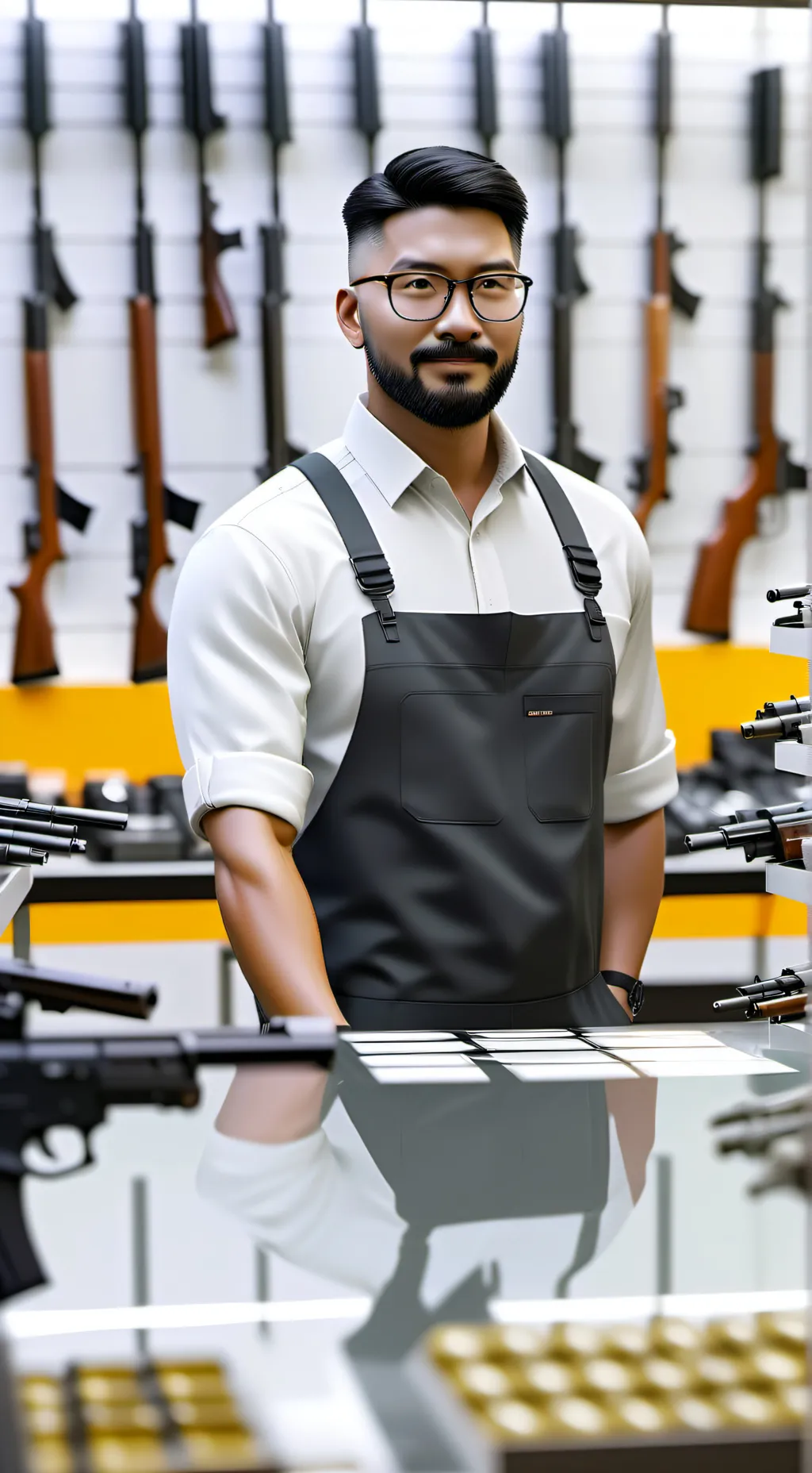 ai character: Gun store cashier background