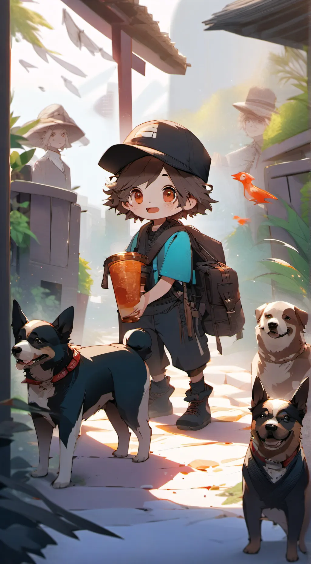 ai character: perrito niño background