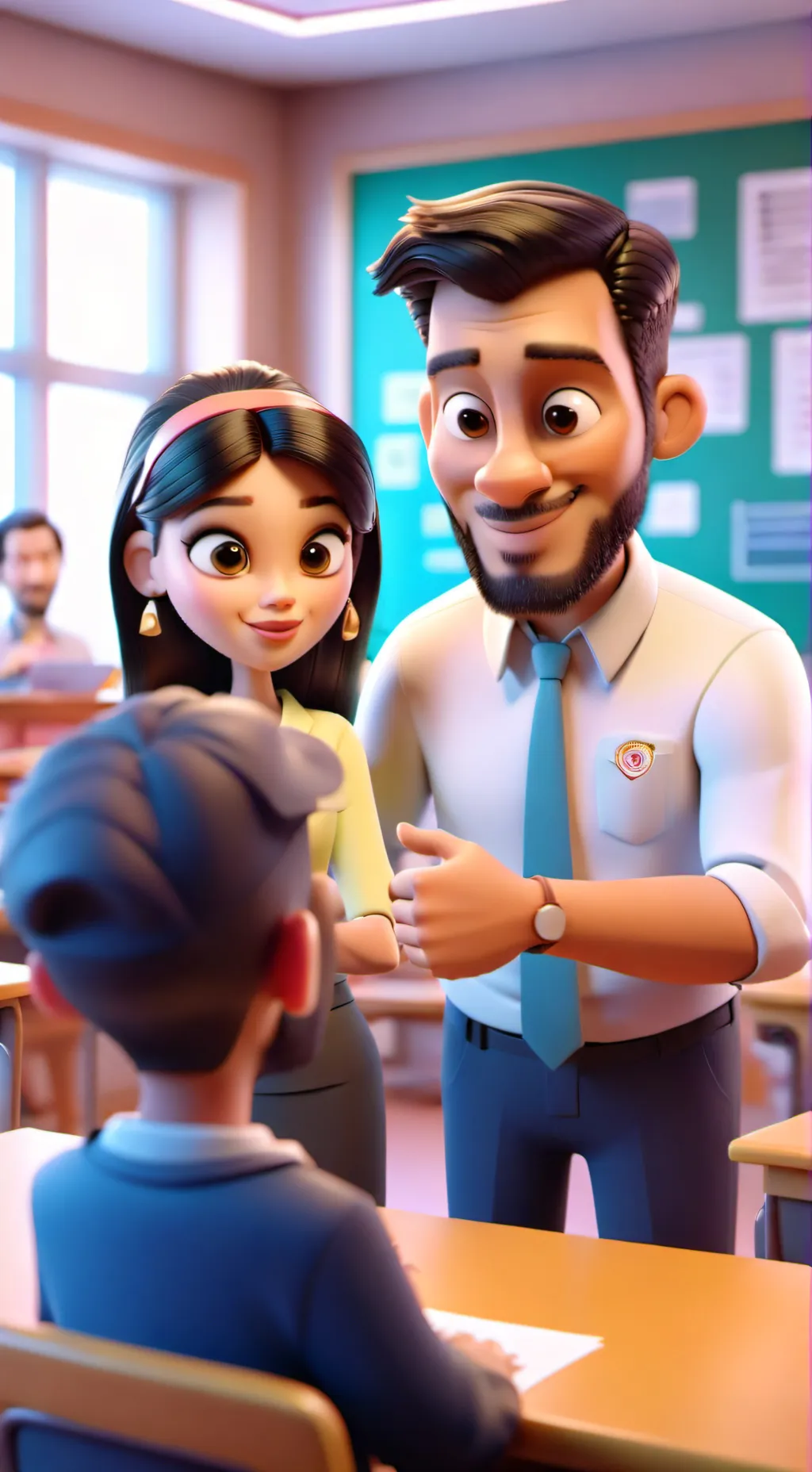 ai character: parent teacher con background