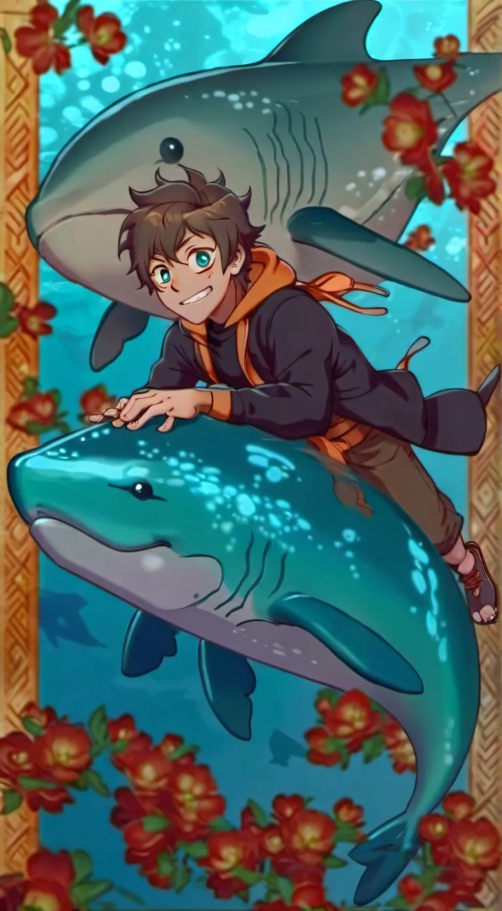 ai character: siren × kappa background