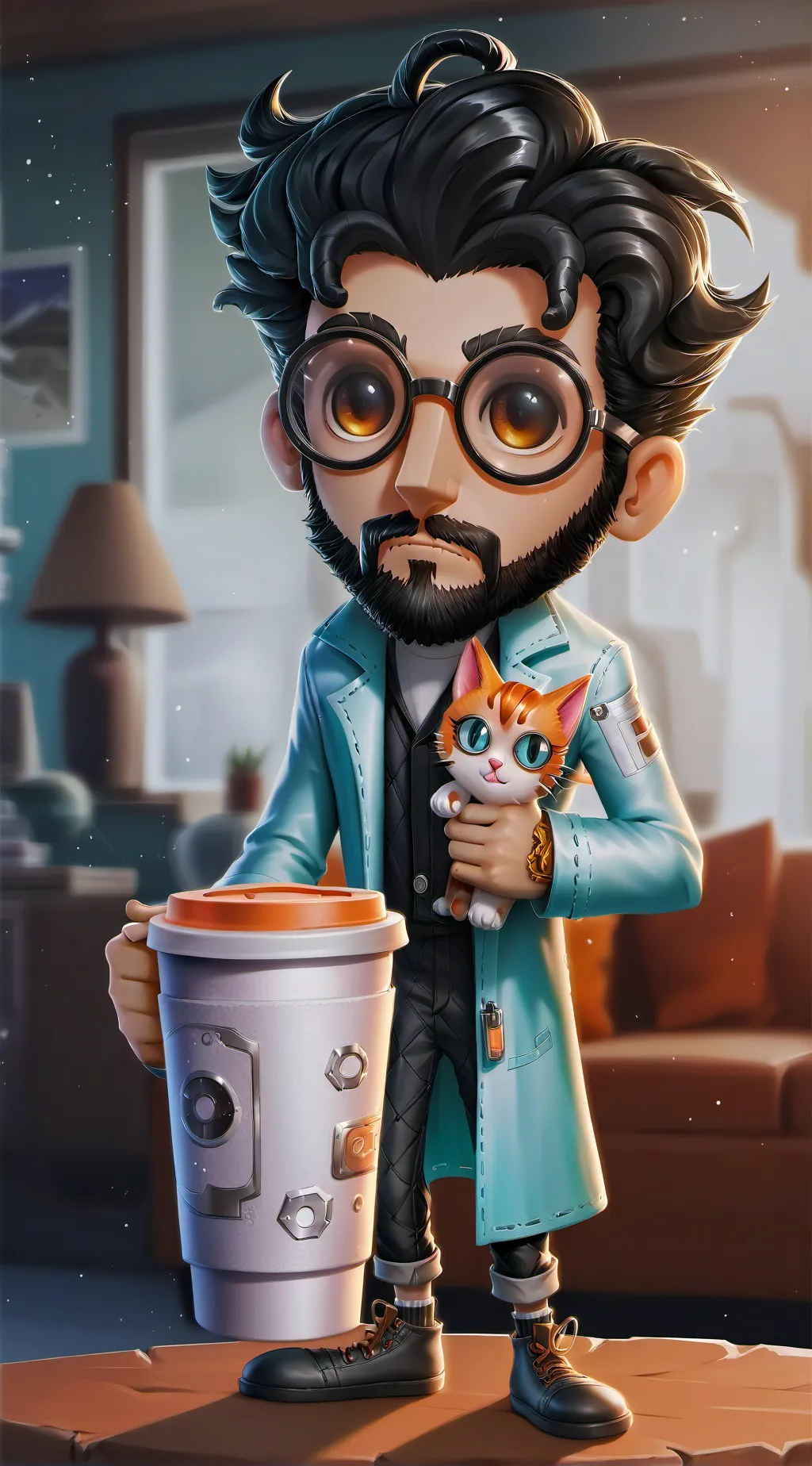 ai character: The Quantum Latte Theorist background