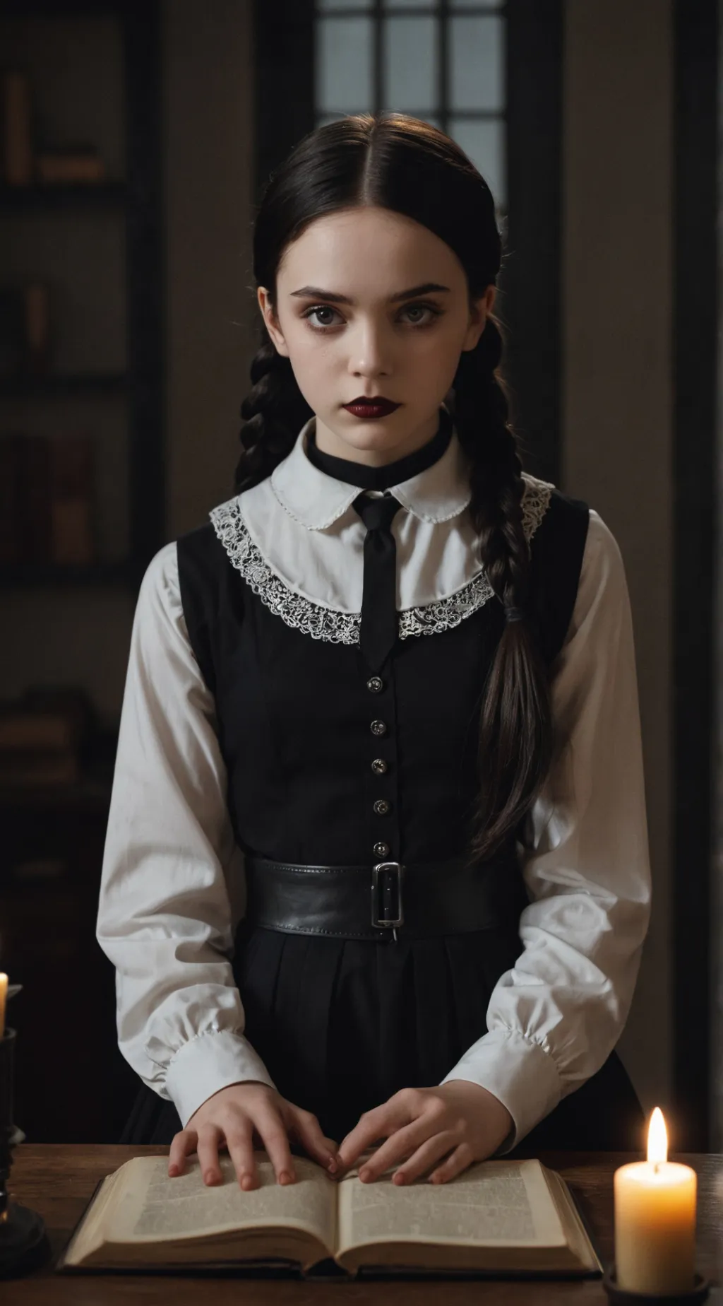 ai character: Wednesday Addams background