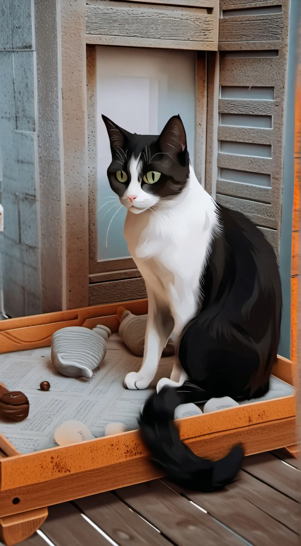 ai character: kotek moj z irl background