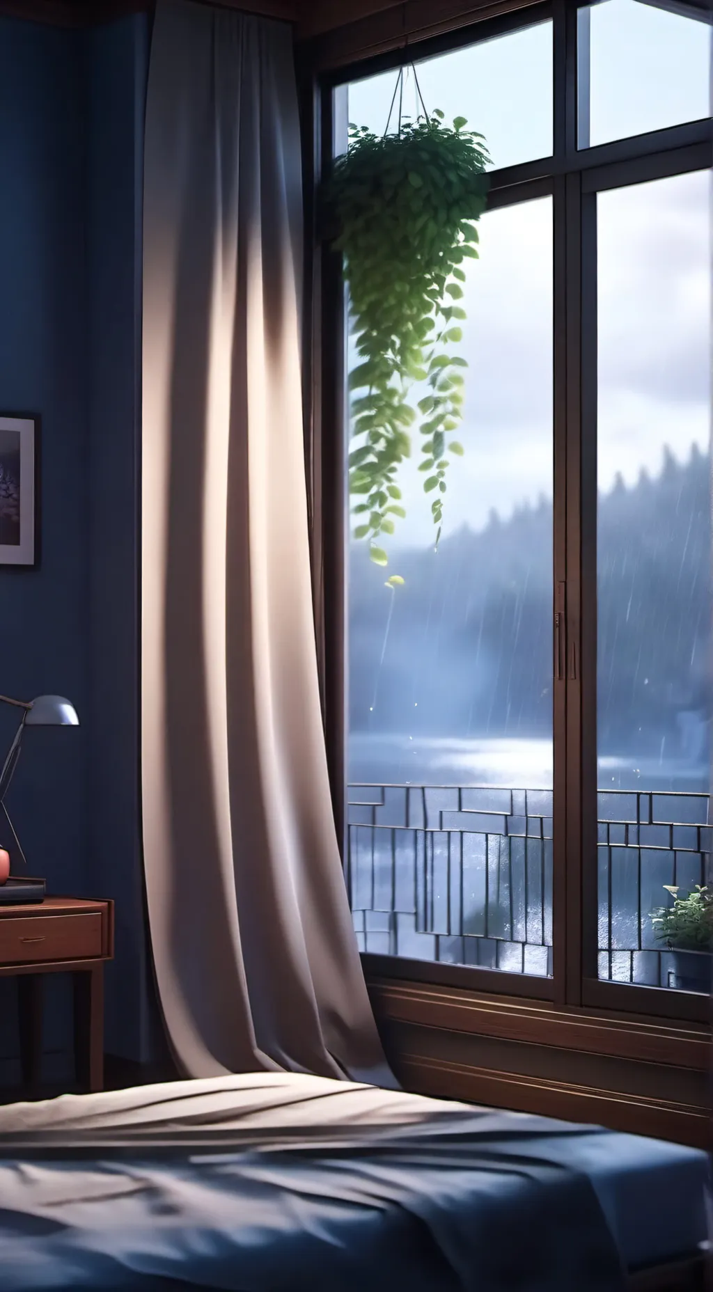 ai character: Dw rainy day  background