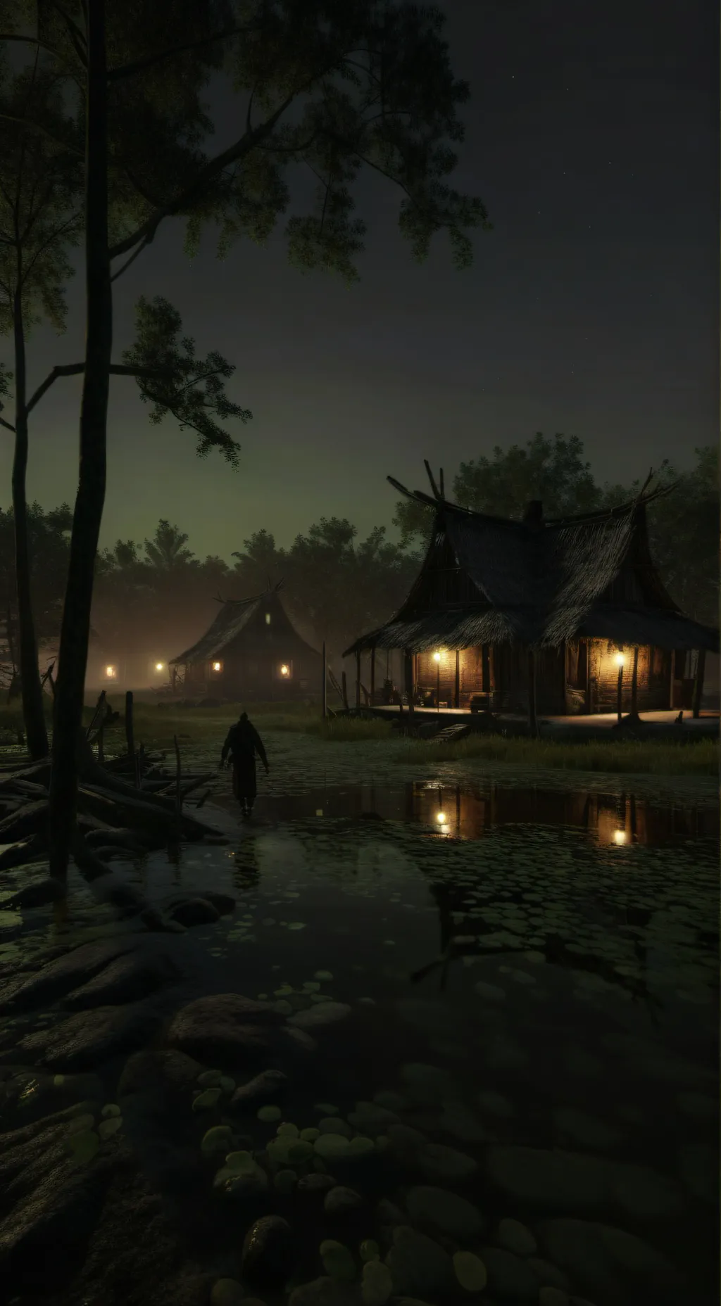 ai character: Swamp Village background