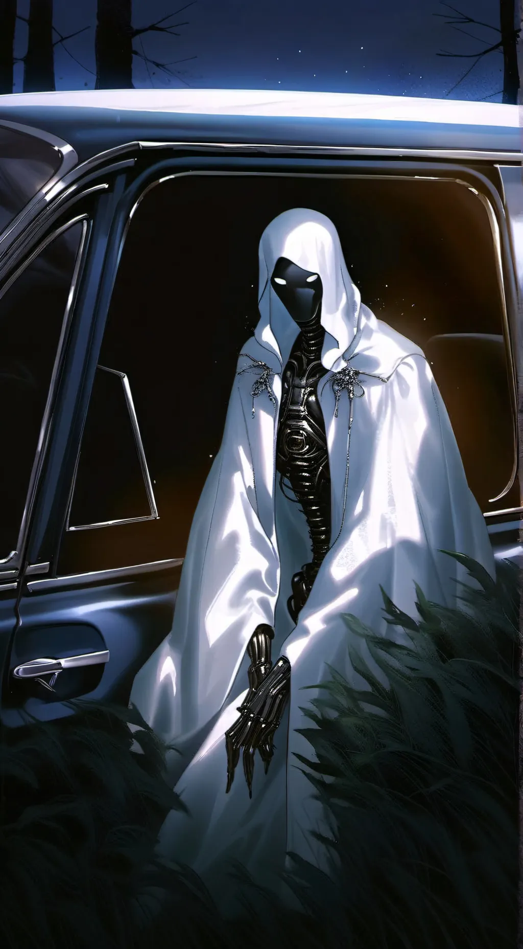 ai character: the man in the car background