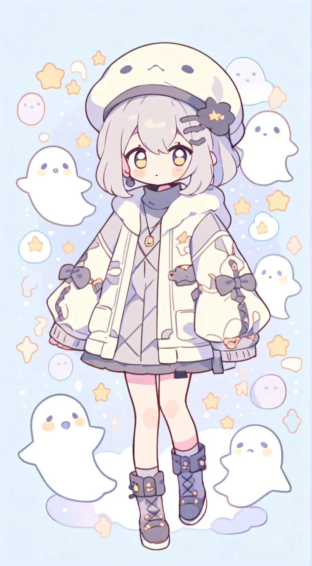 ai character: ghost girl maid background