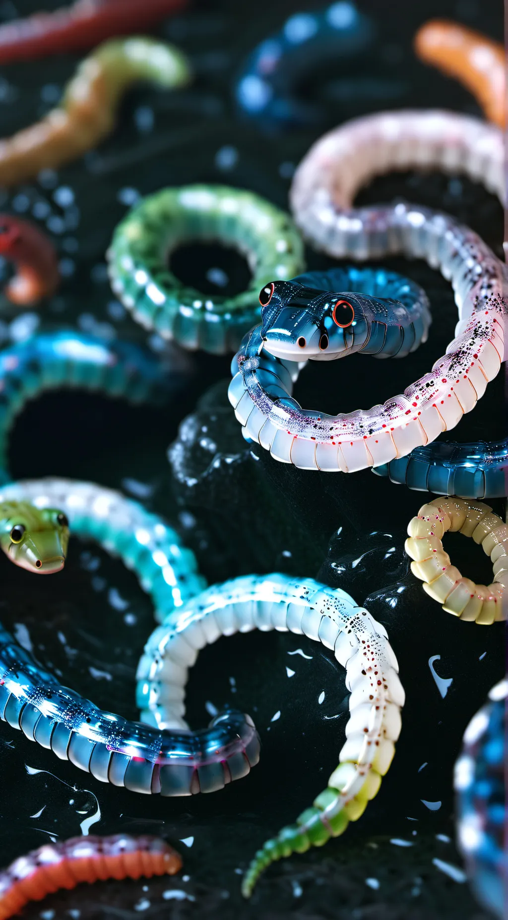 ai character: Rainbow worms  background