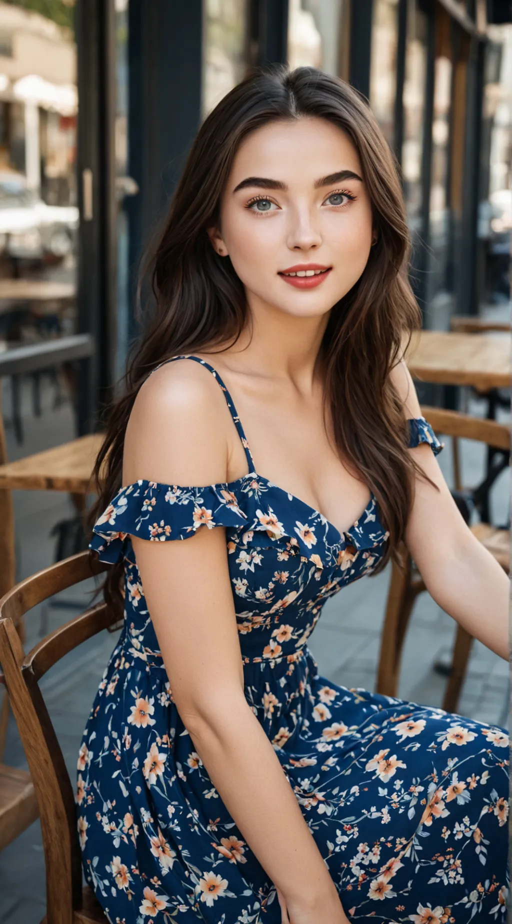 ai character: Evangeline Grey background