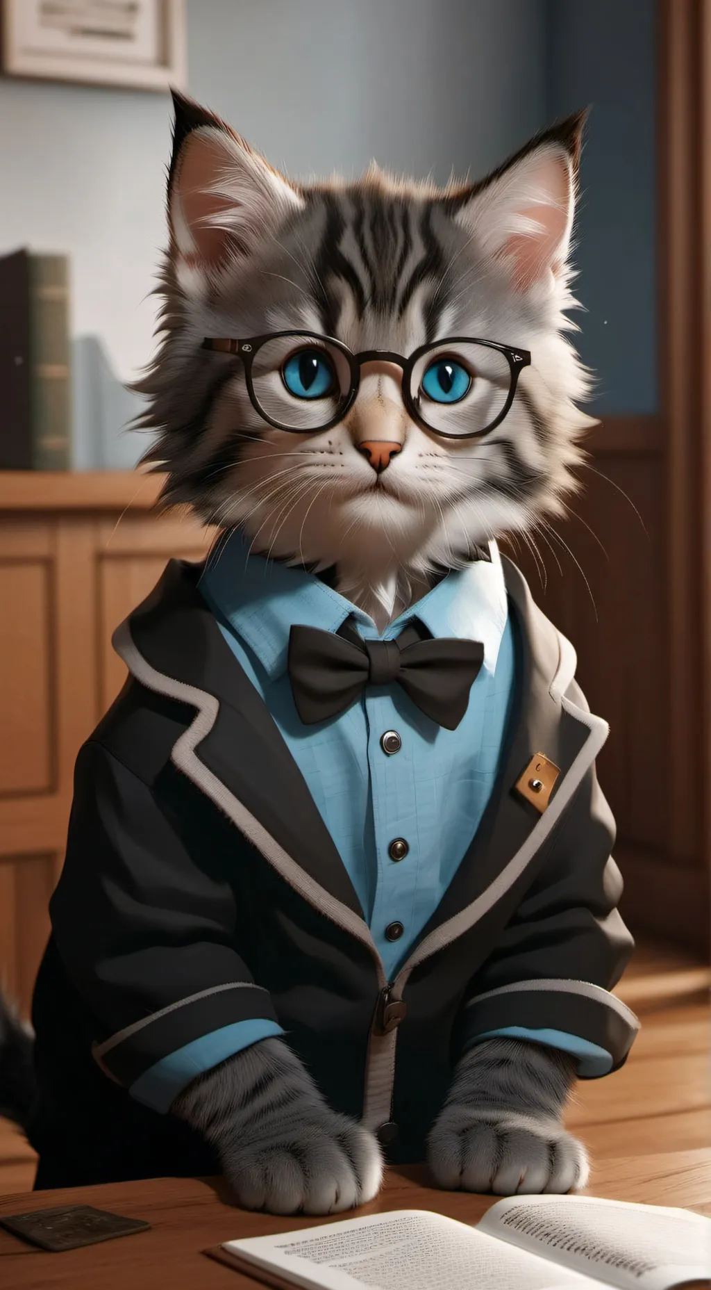 ai character: кот ботан background