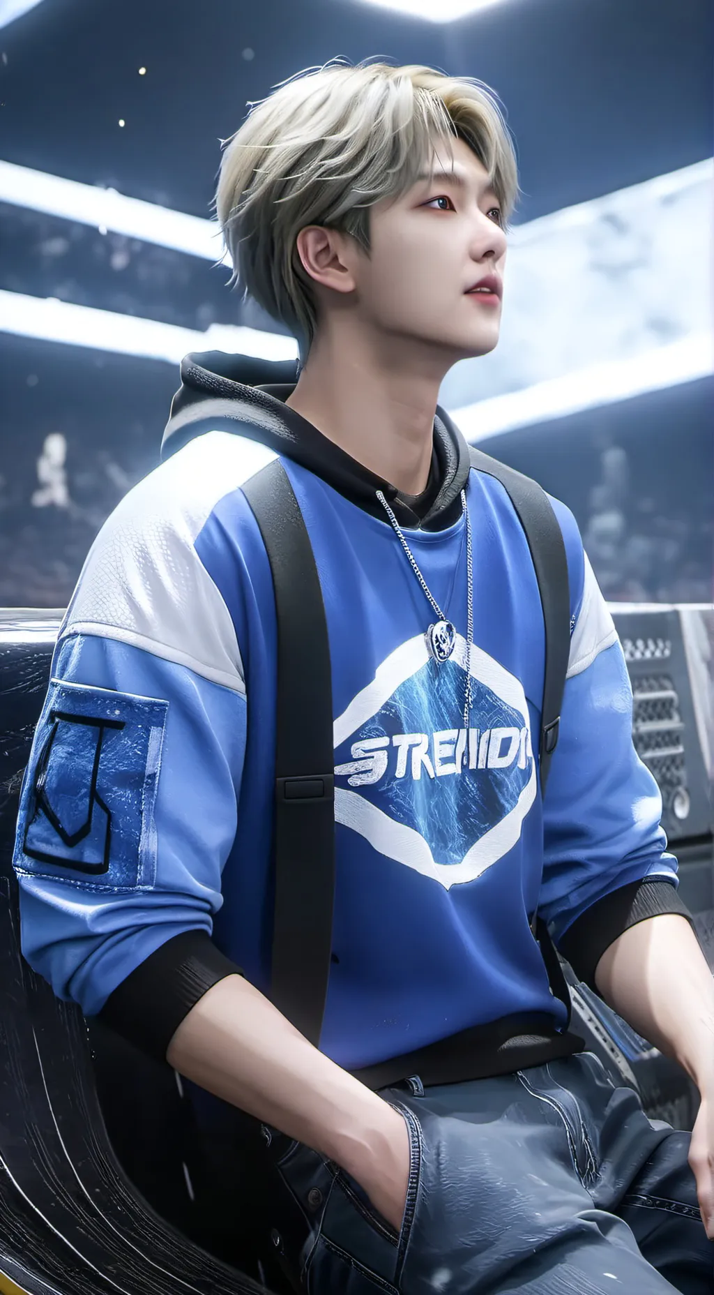 ai character: Leeknow SKZ background