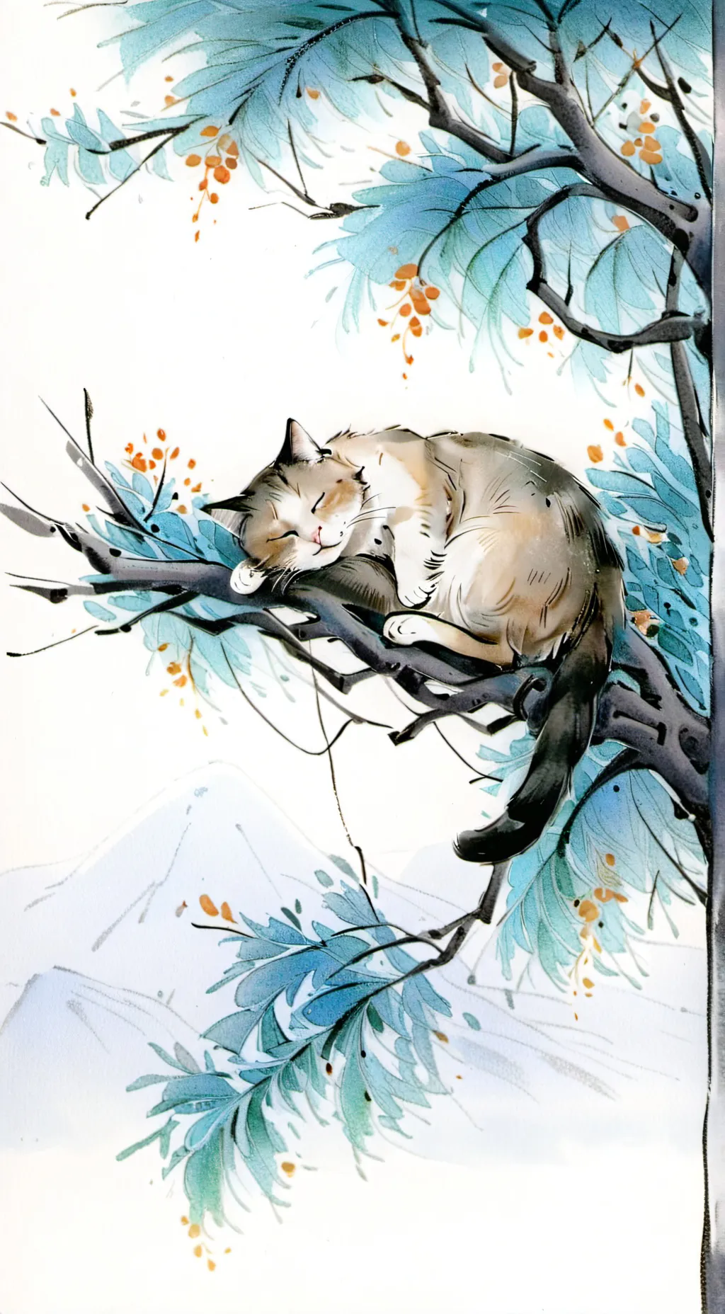ai character: sleeping cat background