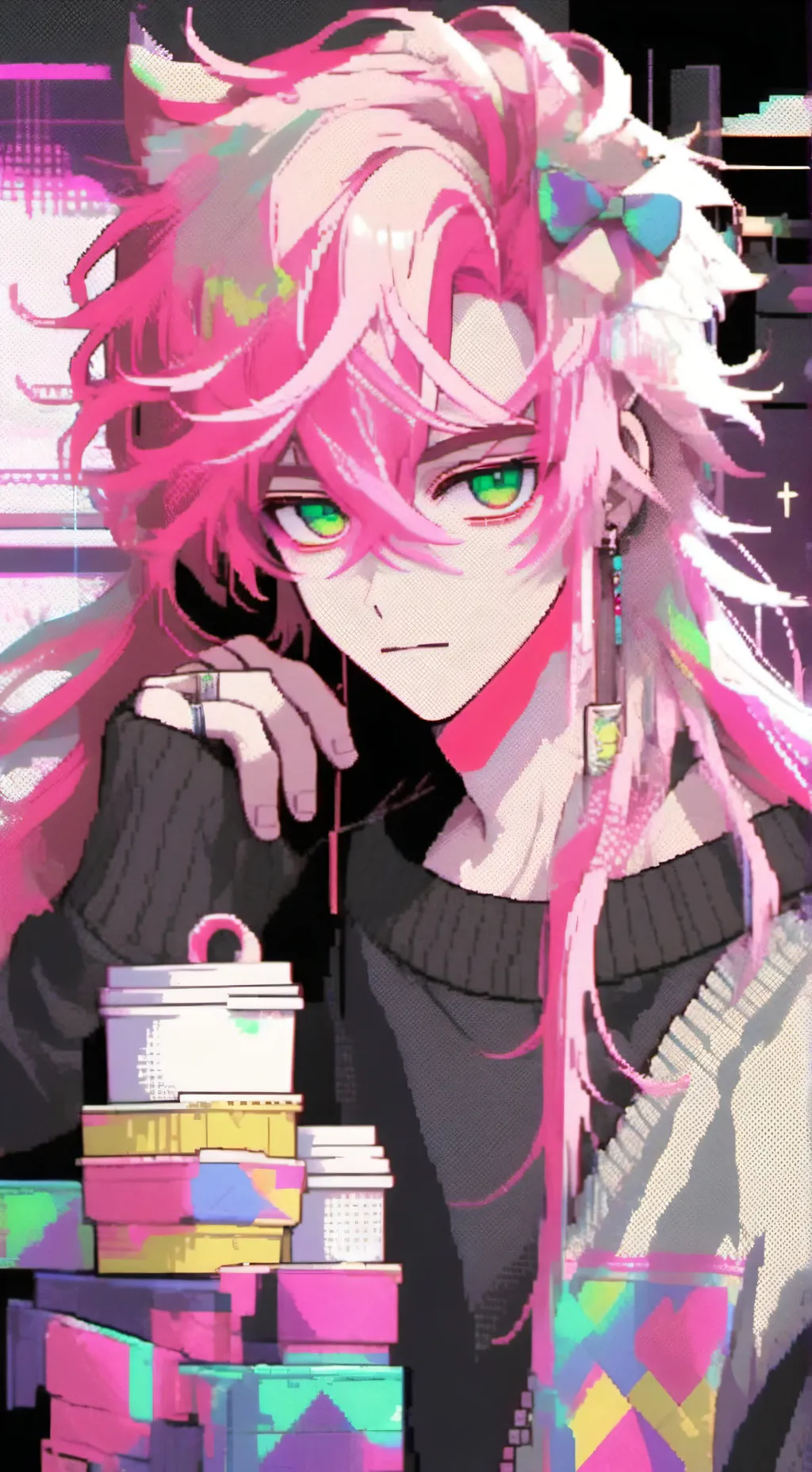 ai character: glitch background