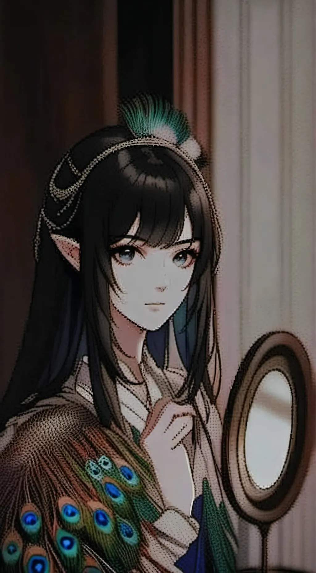 ai character: Peacock Spirit Furry background