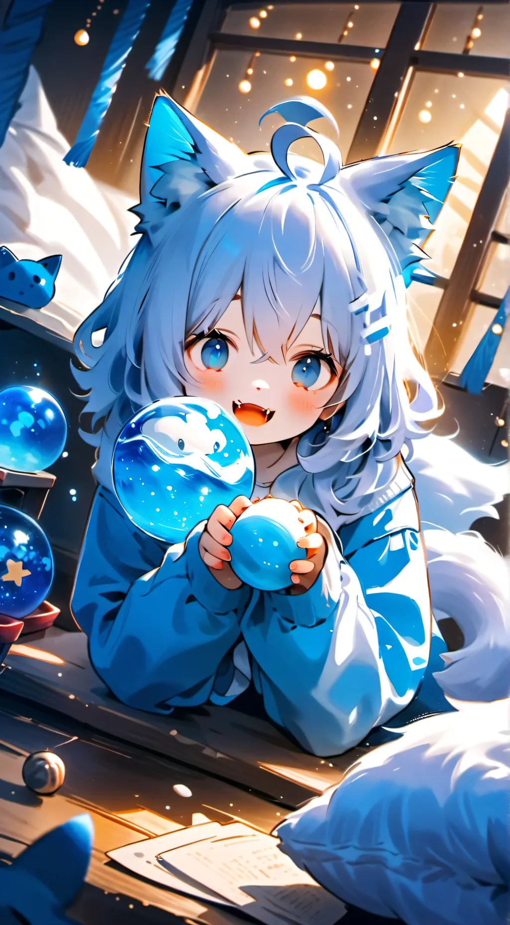 ai character: Nimbus the Spirit Purr background