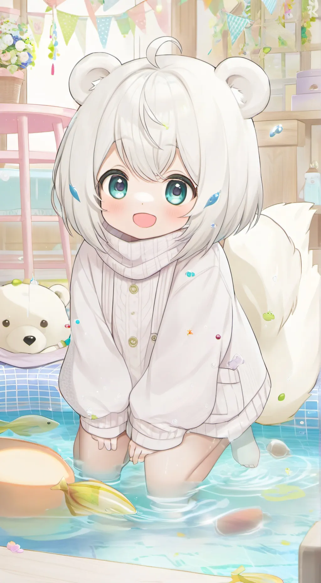 ai character: Polar Bear Furry  background