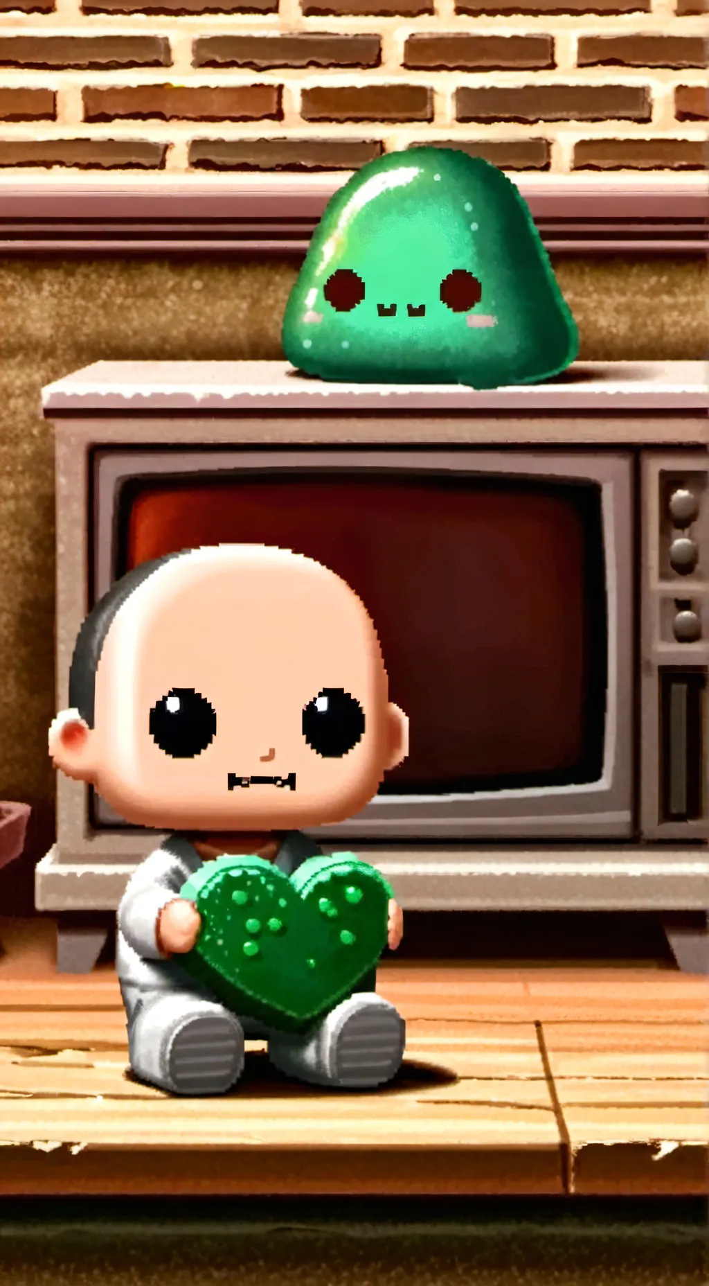 ai character: Slime plushy background