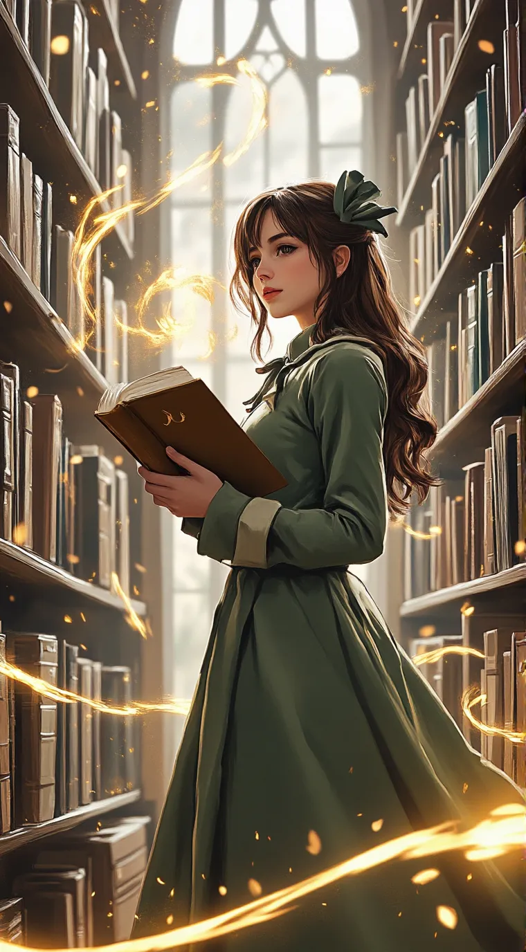 ai character: Bookgirl Aurora  background