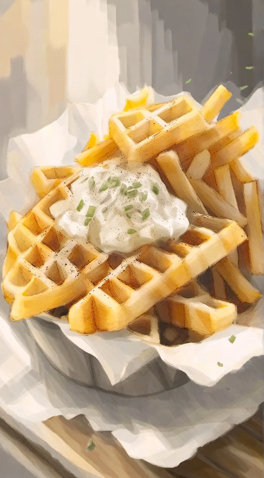 ai character: waffle fries ￼ background