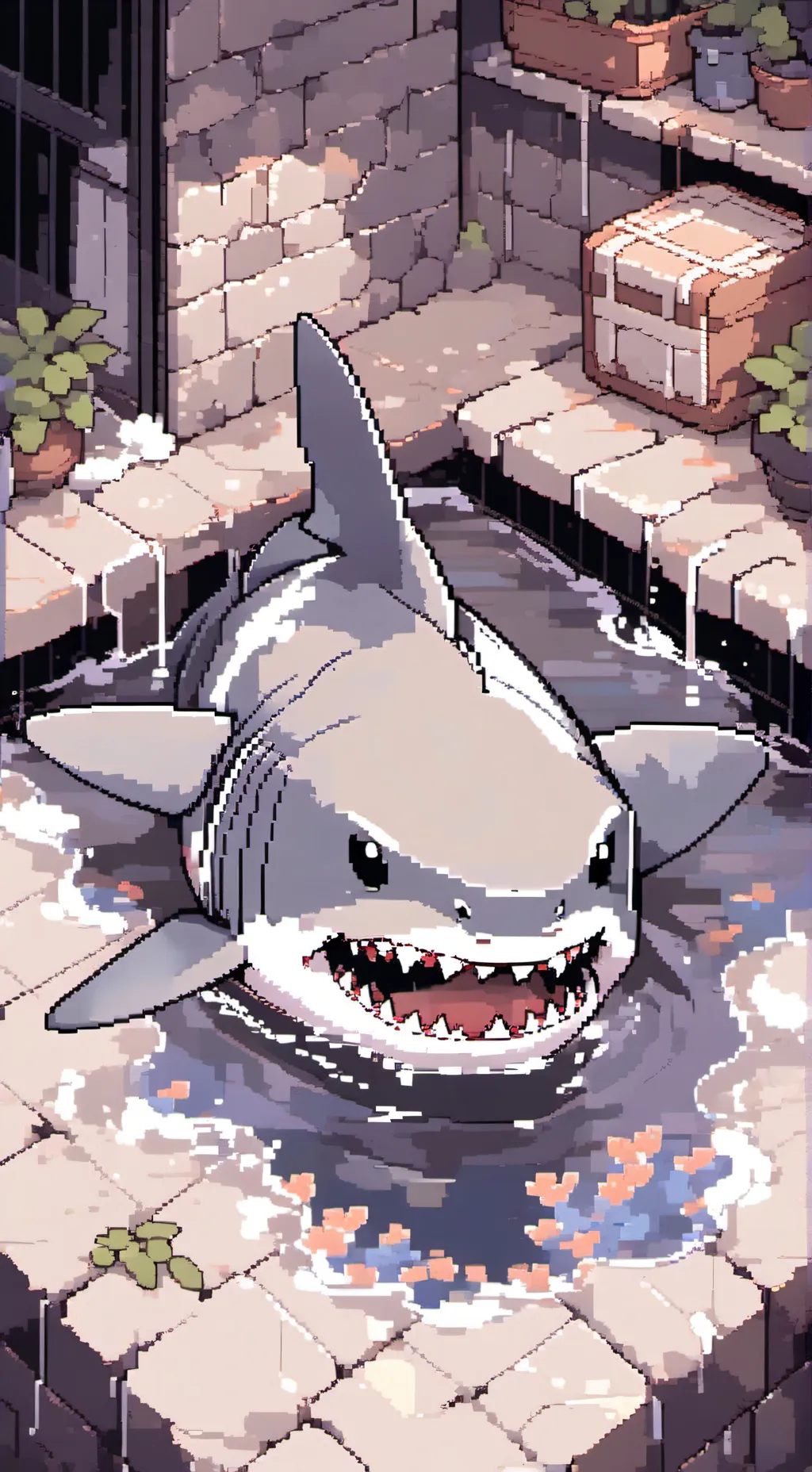 ai character: A shark furry background