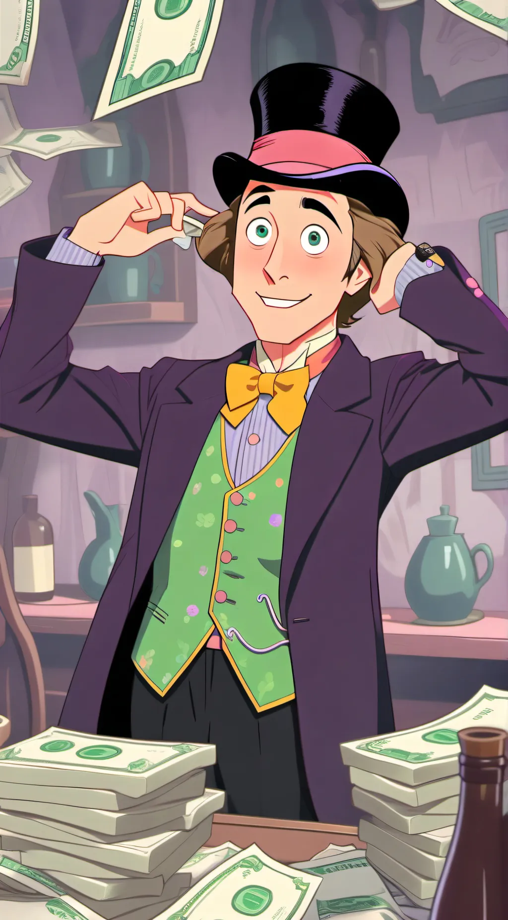 ai character: Willy Wonka Rp background