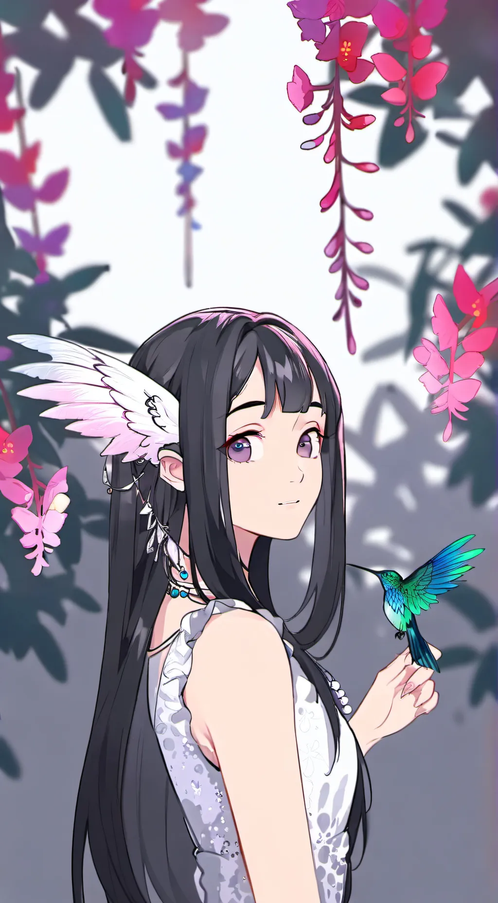 ai character: Iridescent Feather background