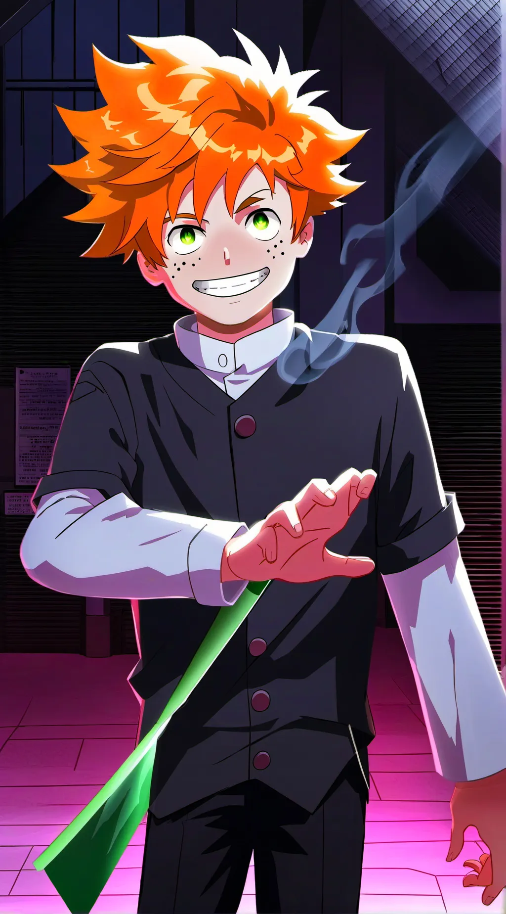 ai character: Green aura background