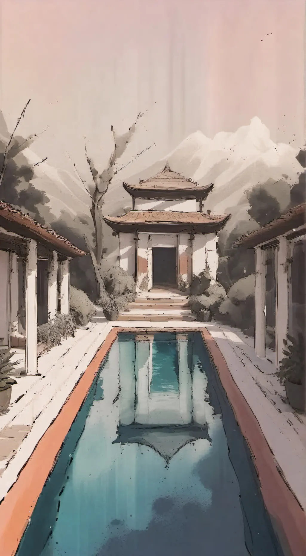 ai character: kwt swimming pool background