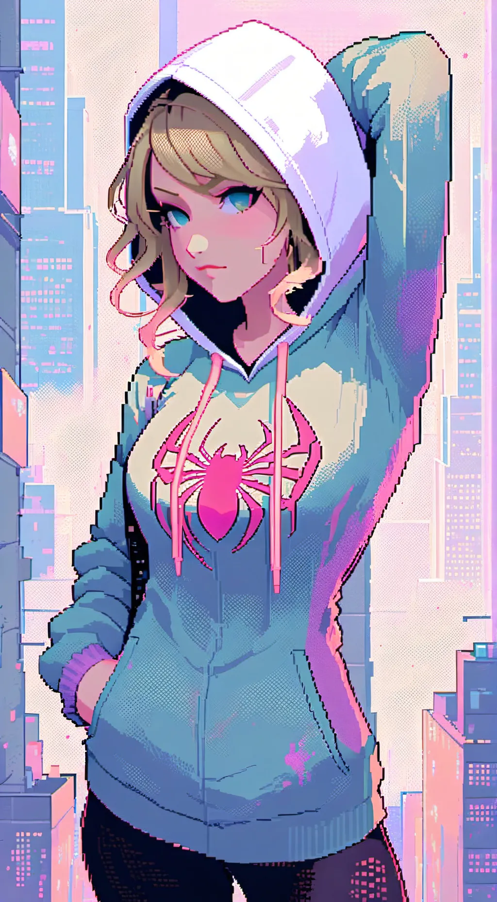 ai character: Spider Gwen  background