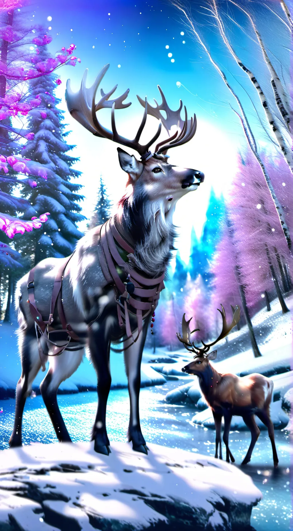 ai character: Santa's reindeer  background